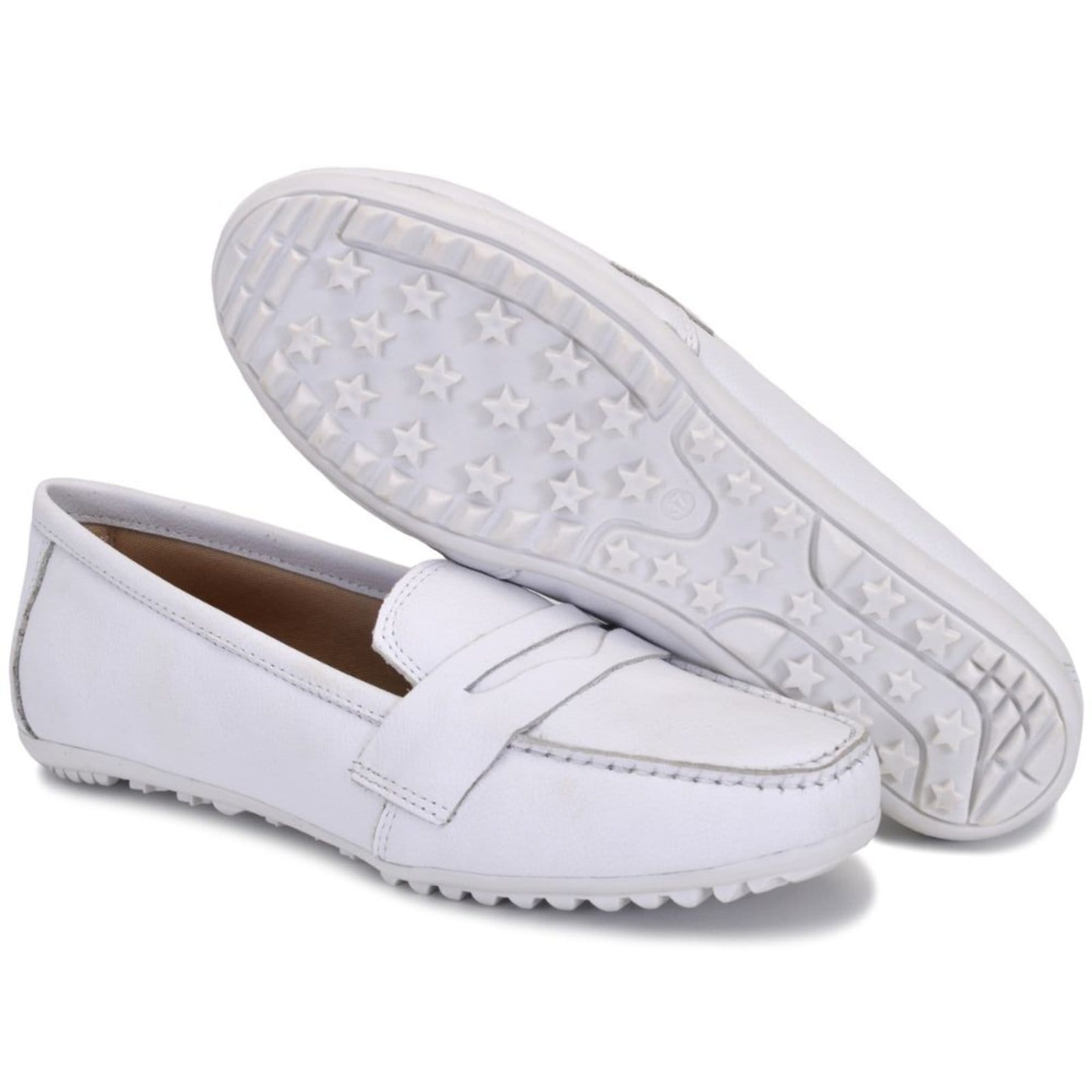 Vista 2 Mocassim Sapato Feminino Casual Couro Legítimo Comfort Para Profissionais da Área da Saúde ROMEU E JULIETA SHOES branco