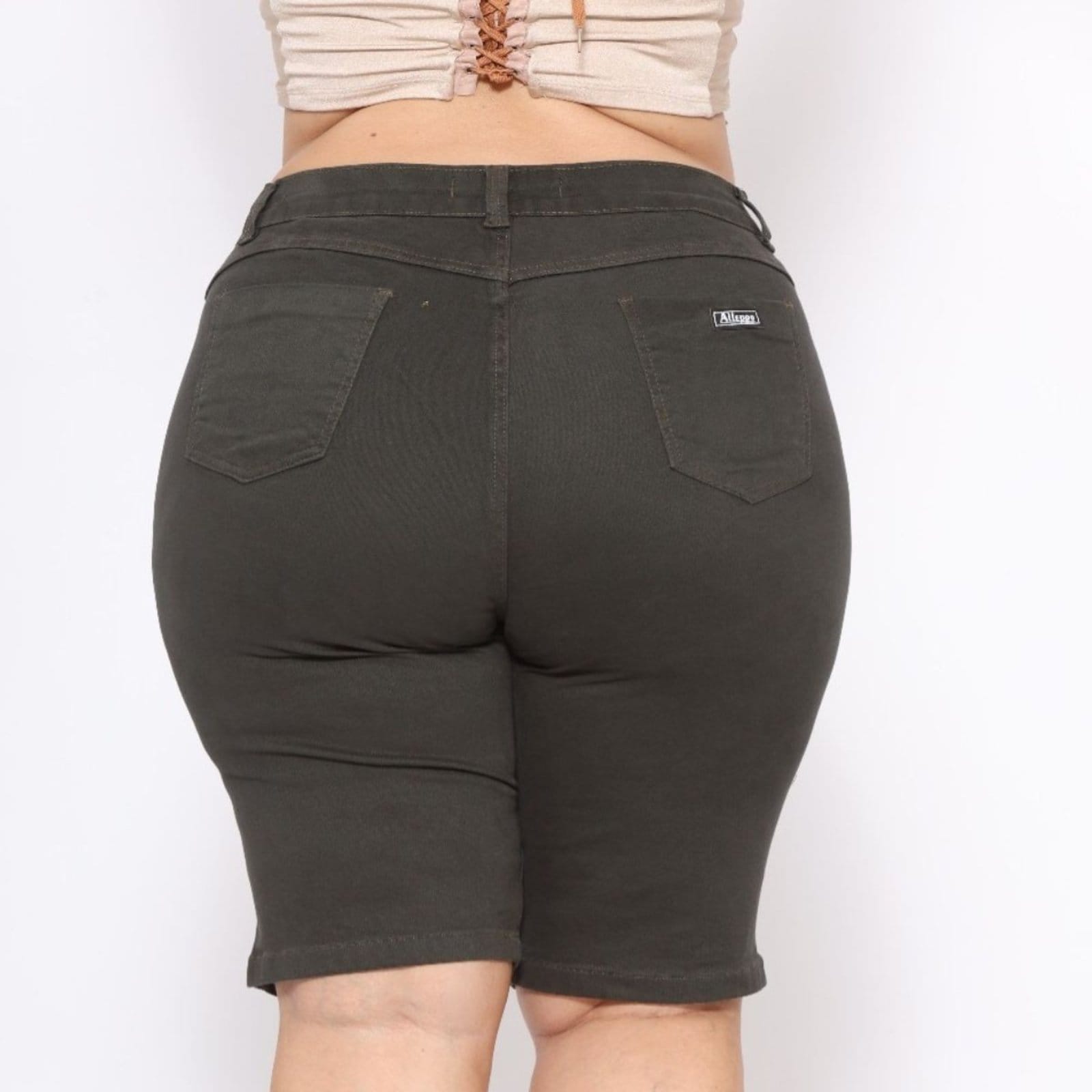 Vista 2 Bermuda Feminina Jeans Loka Plus Size Juliane Jeans Loka verde/verde militar