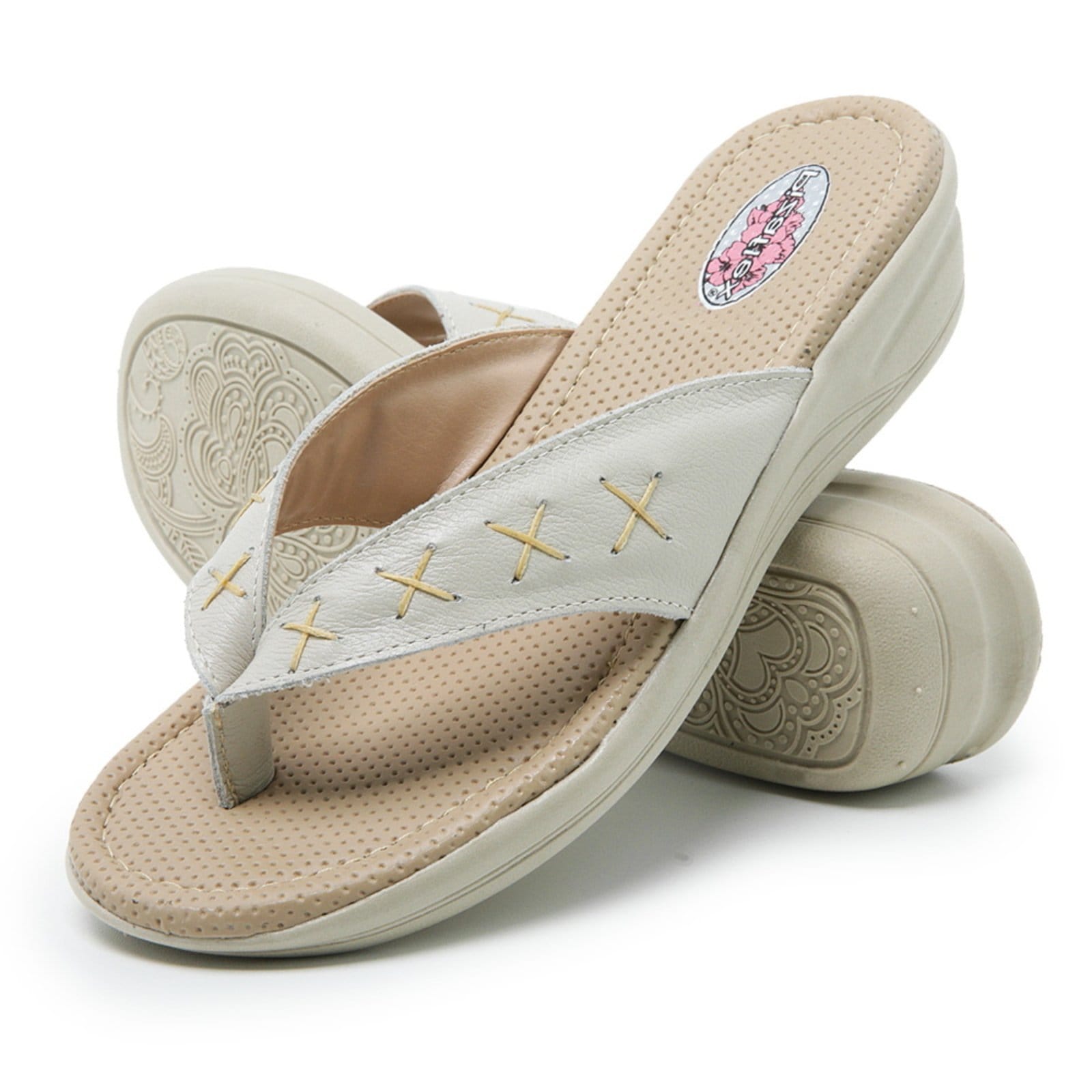 Chinelo Tamanco em Couro Conforto Feminino 215 Marfim