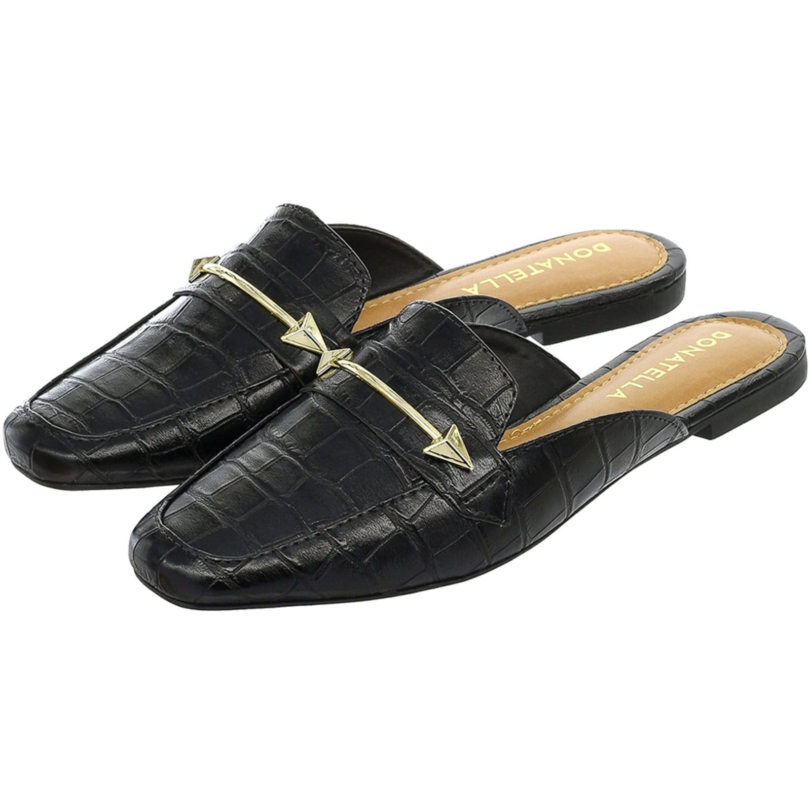 Sapato Mule Feminino CM Calçados Bico Quadrado Confort Croco