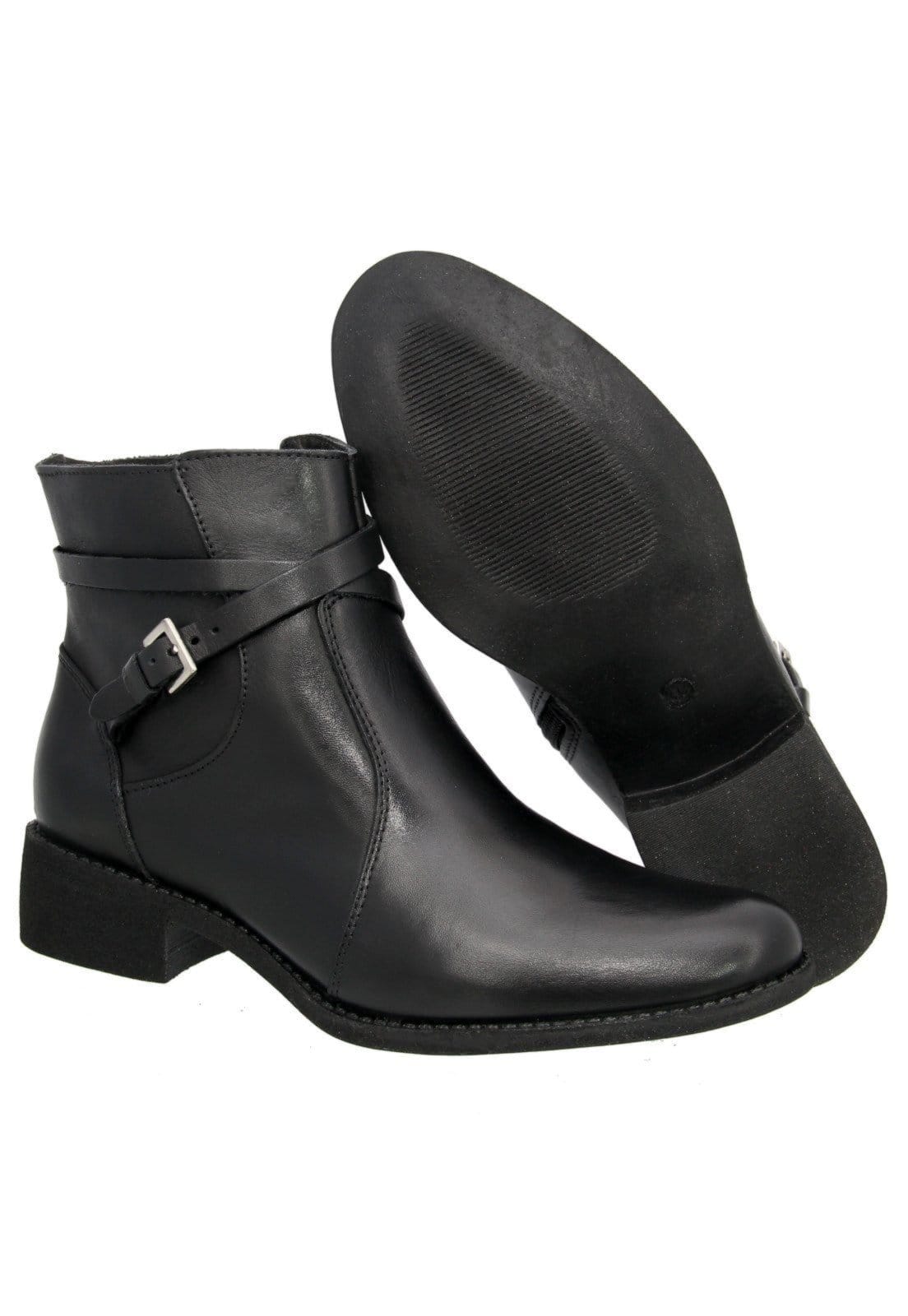 Vista 2 Bota em Couro Conforto Lisa Maria Paula Cano Curto Preta MARIA PAULA preto