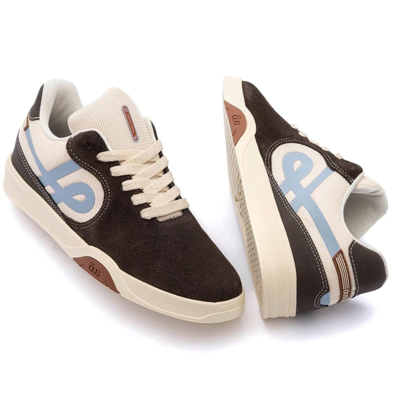 Vista 2 Tênis OUS Imigrante Masculino Cafe Azul Chantilly Essencial ÖUS marrom azul
