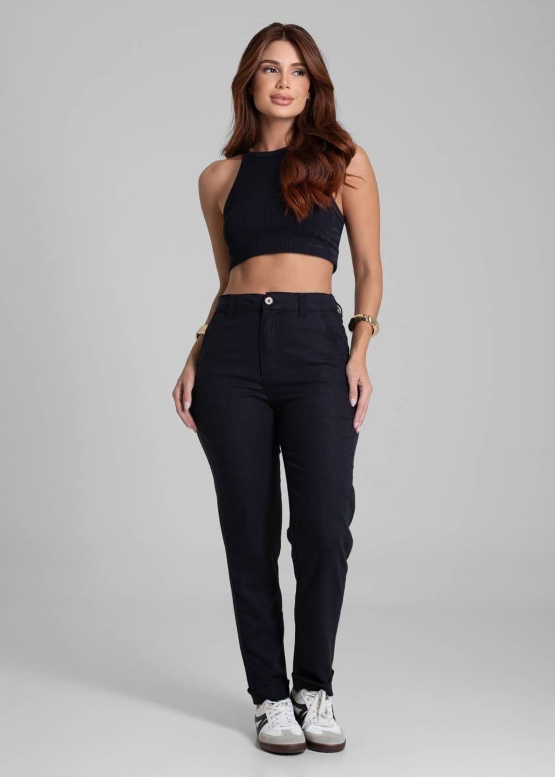 Vista 2 Calça Linho Sawary Reta - 281881 Sawary preto