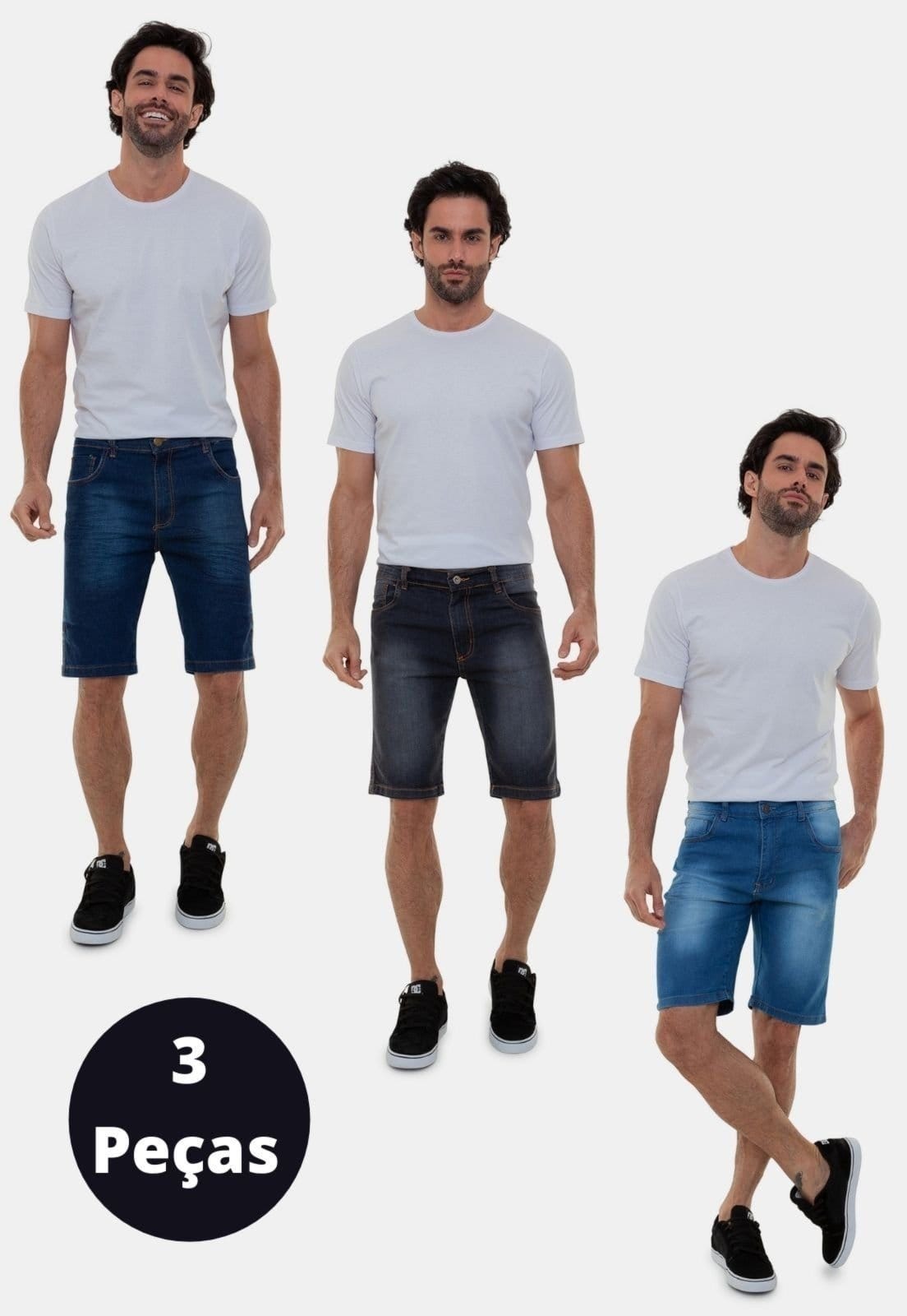 Kit 3 Peças Bermudas Jeans Tradicional Versatti Praga