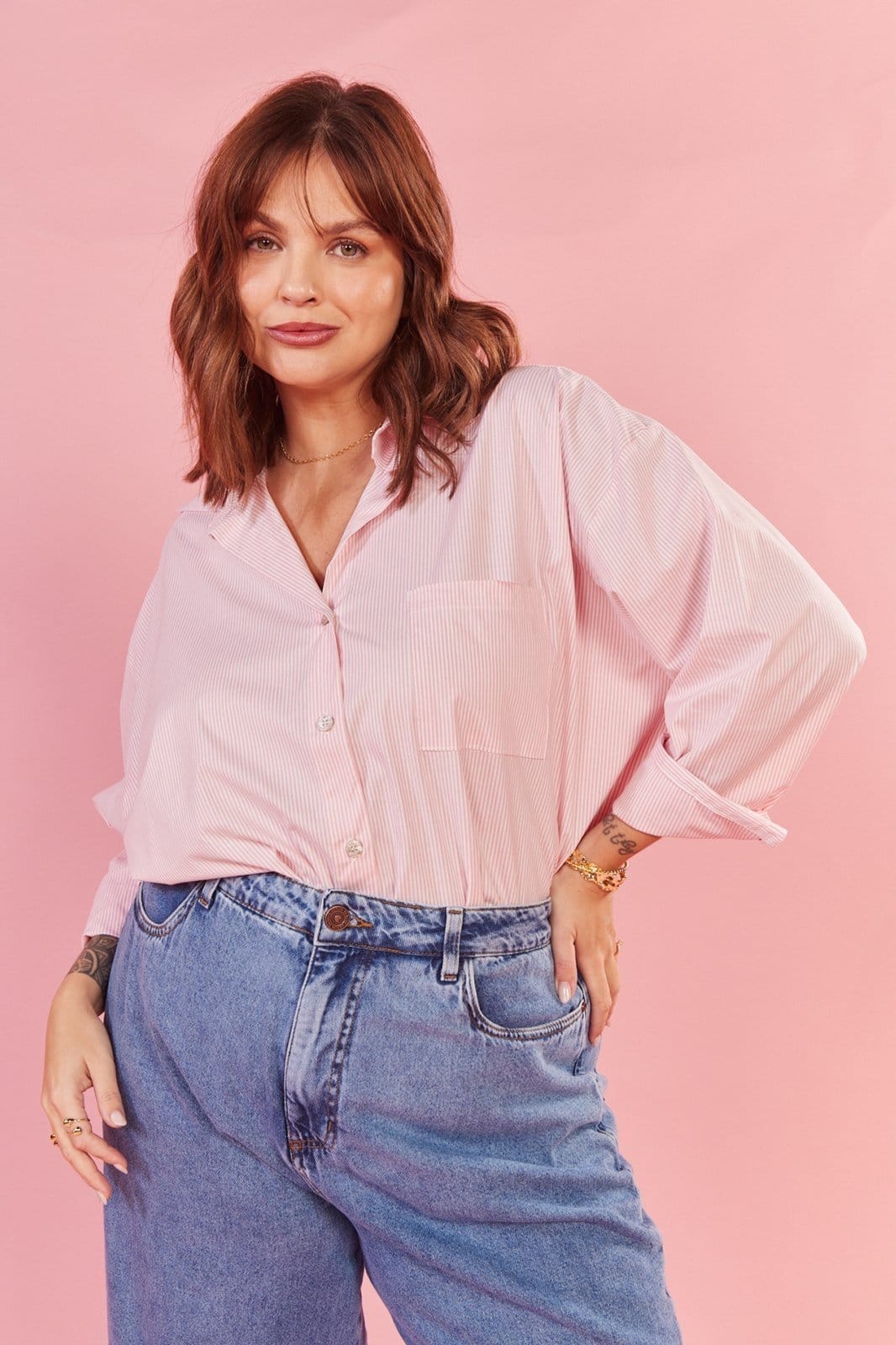 Vista 2 Camisa In Love Sicilia Listrado In Love rosa