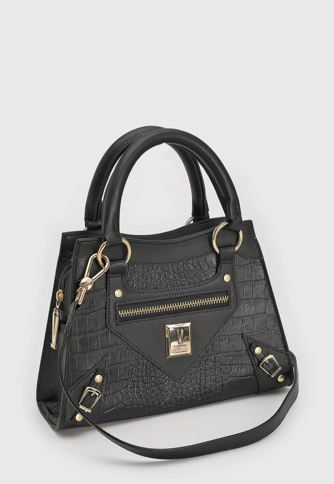 Vista 2 Bolsa Feminina Vizzano Textura Croco Preta VIZZANO preto