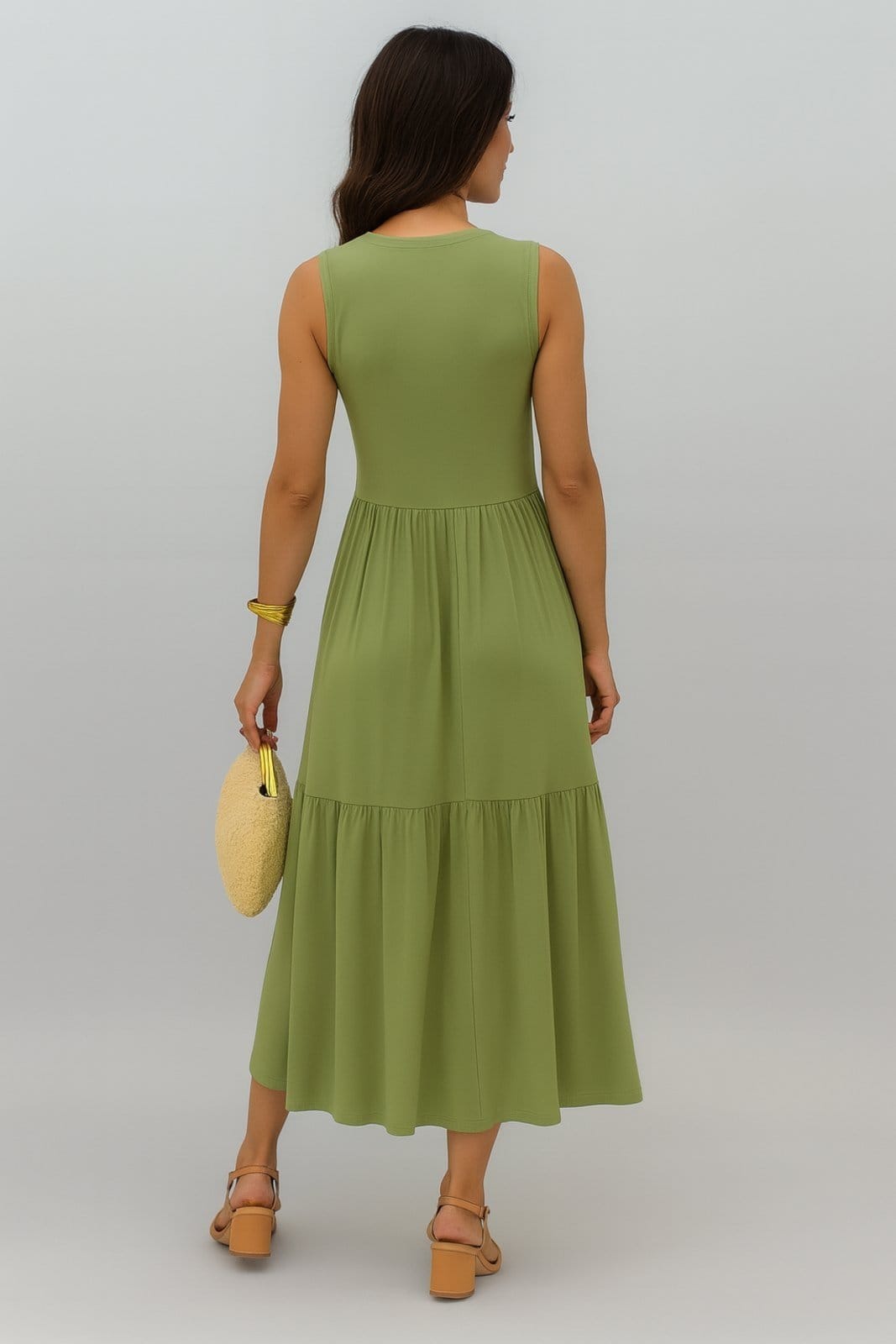 Vista 2 Vestido Midi Duas Marias Regata D Bell Outlet Fashion Verde D BELL OUTLET FASHION vermelho verde