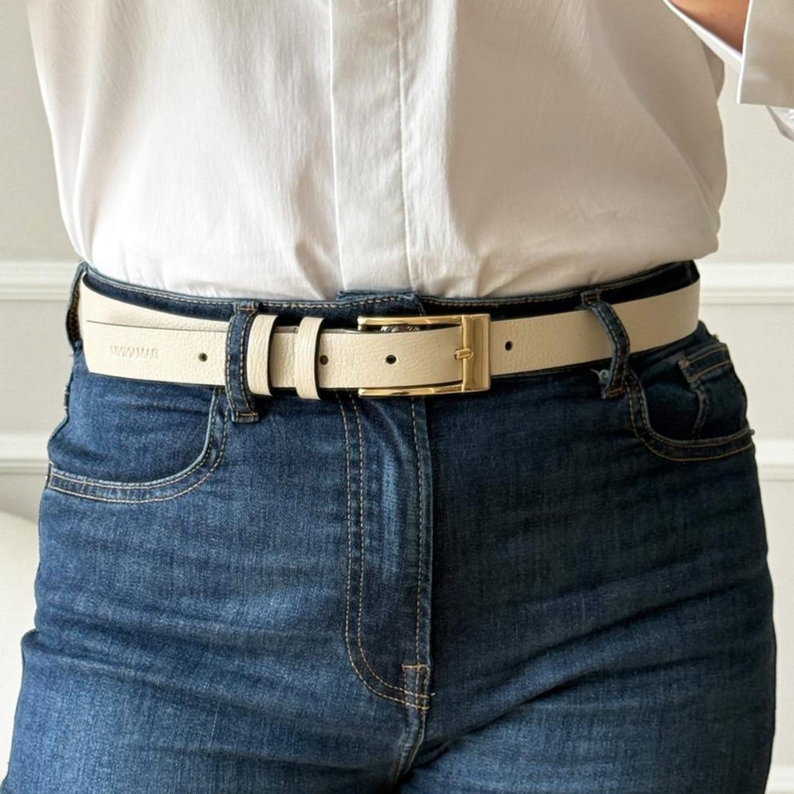 Vista 2 Luana - Cinto Femino Couro Legítimo Off White Off-white Damannu Shoes off-white white