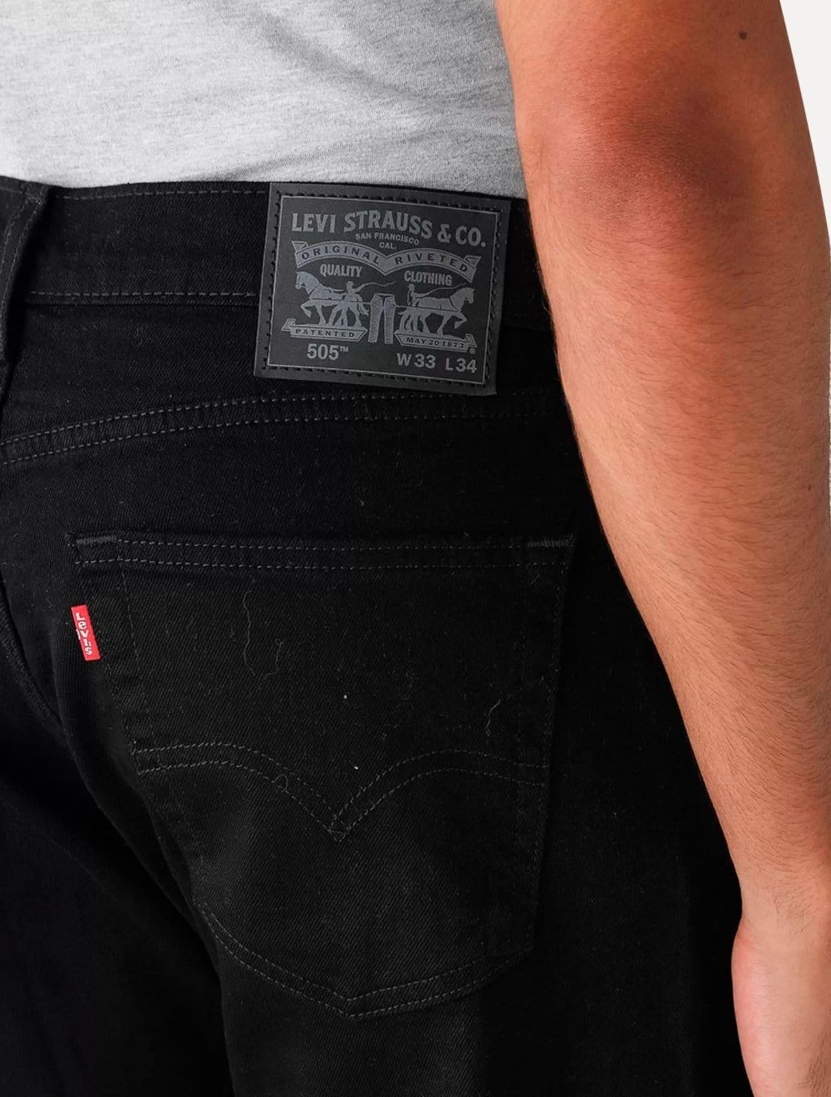 Vista 2 Calça Levis Jeans Masculina 505 Regular Preta Levis preto