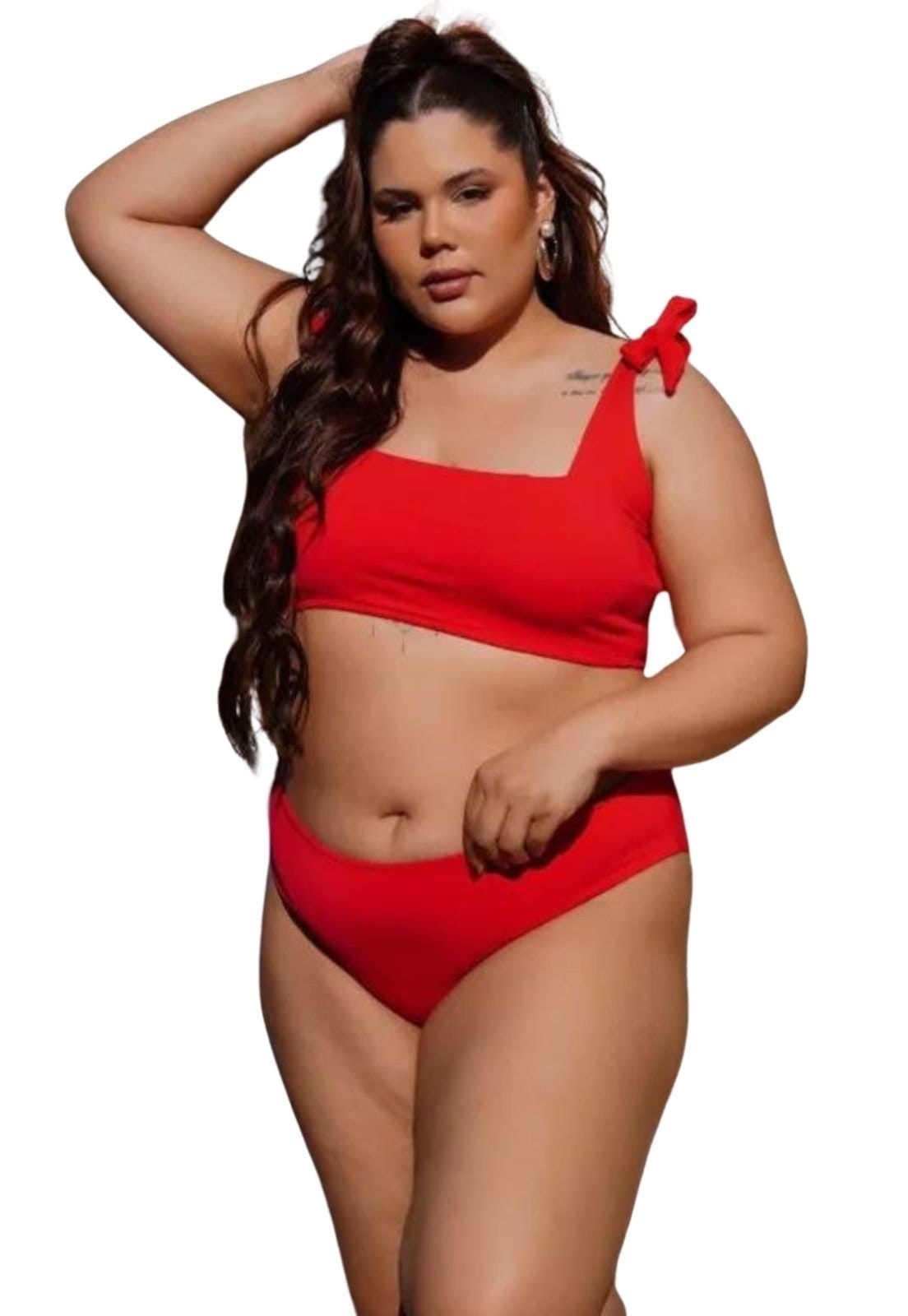 Bíquini Liso Amplo Plus Size Reto Alcinha