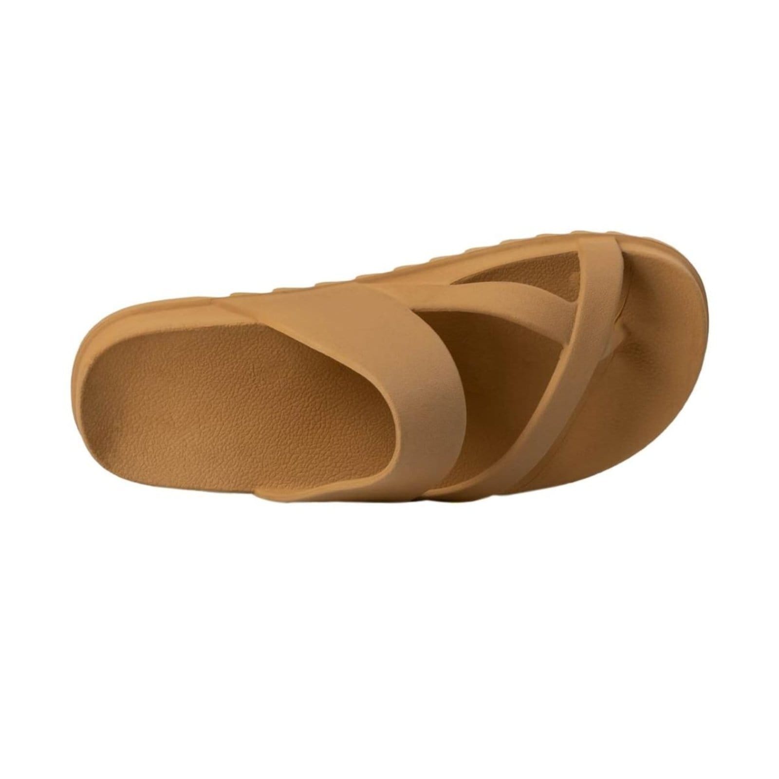 Vista 2 Chinela Feminina Papete Anna Andrade Sandália Casual Rasteira Flat Nuvem Tendência Anna Andrade caramelo