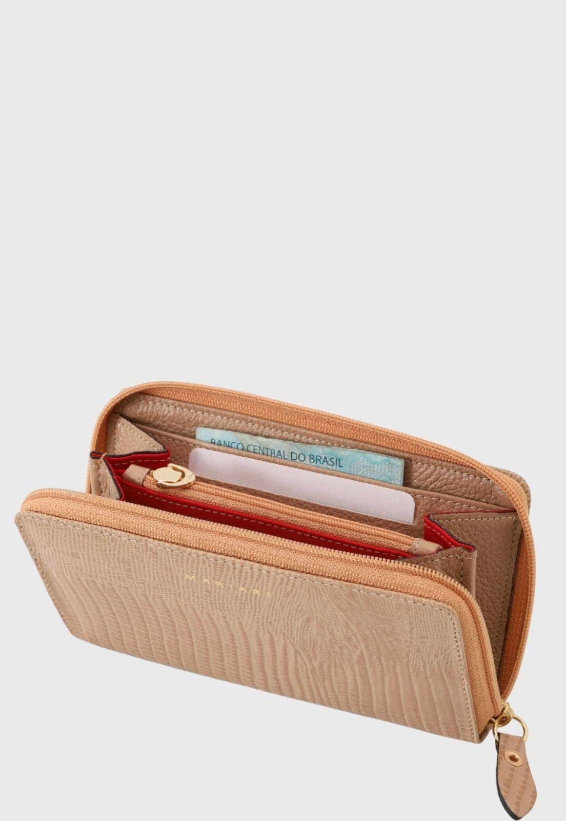 Vista 2 Carteira Couro Mariart Zíper 121N Nude Mariart bege nude