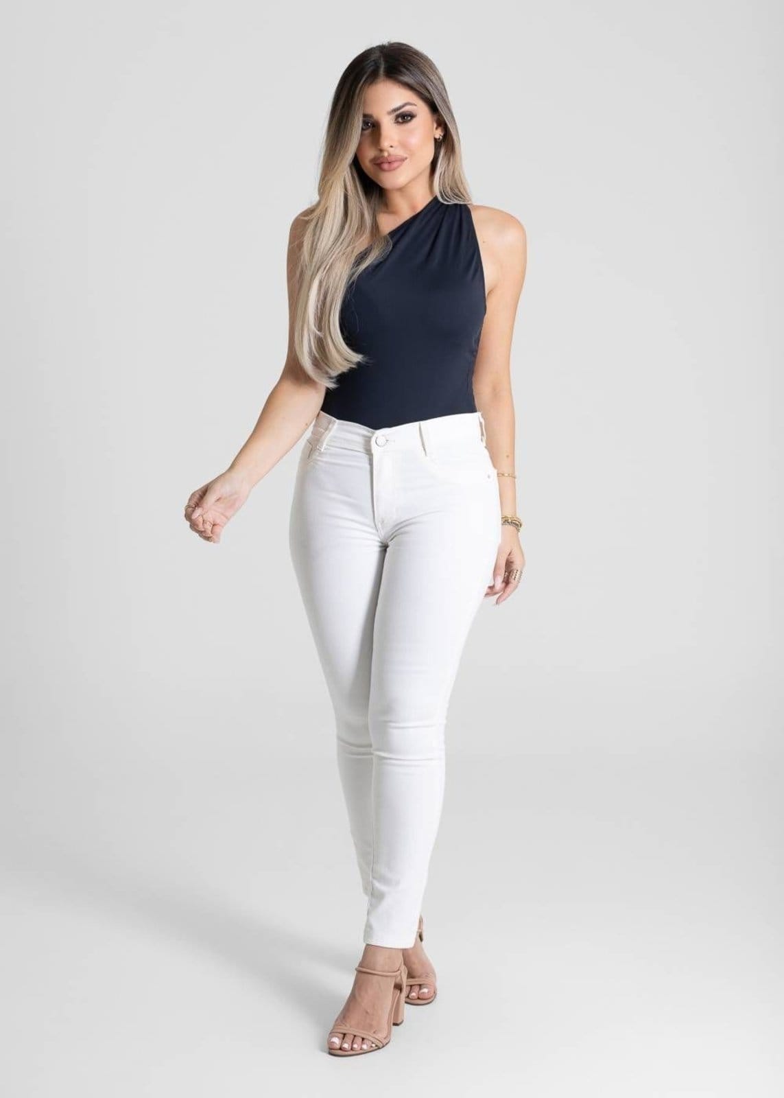 Vista 2 Calça Sarja Sawary Skinny - 278678 Sawary bege