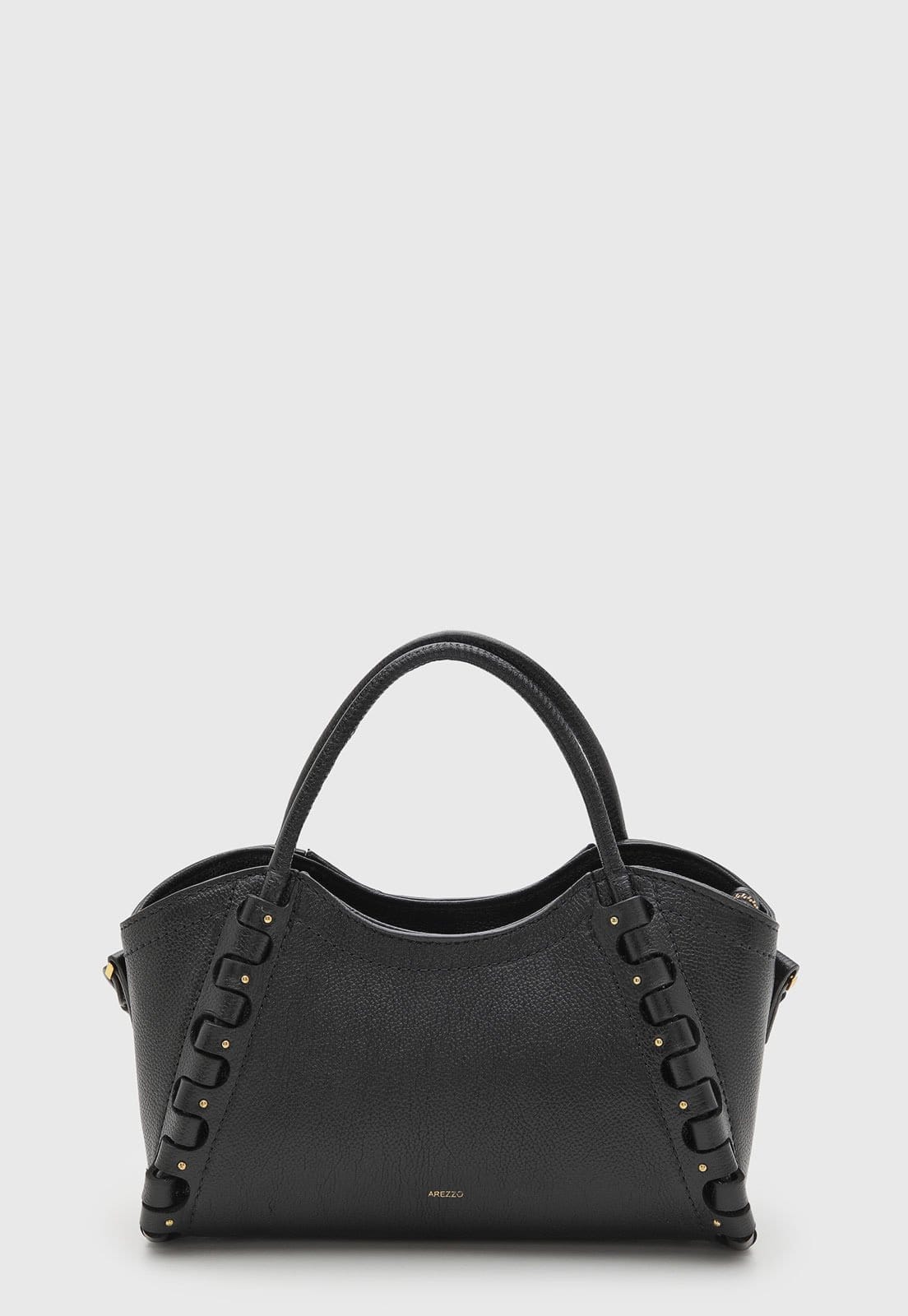 Vista principal Bolsa Feminina Arezzo Alça Tiracolo Detalhe Trançado Preta Arezzo preto