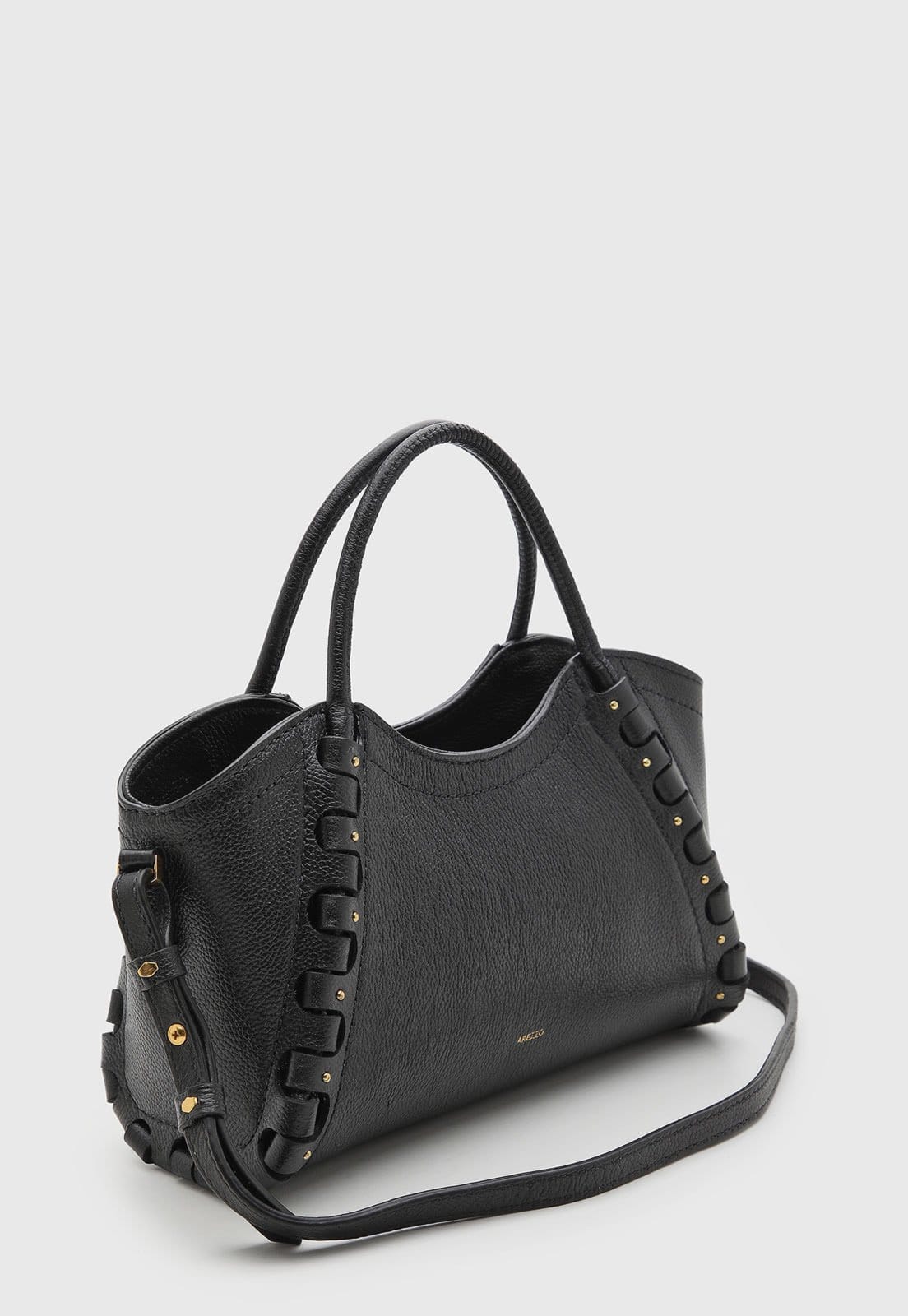 Vista 2 Bolsa Feminina Arezzo Alça Tiracolo Detalhe Trançado Preta Arezzo preto