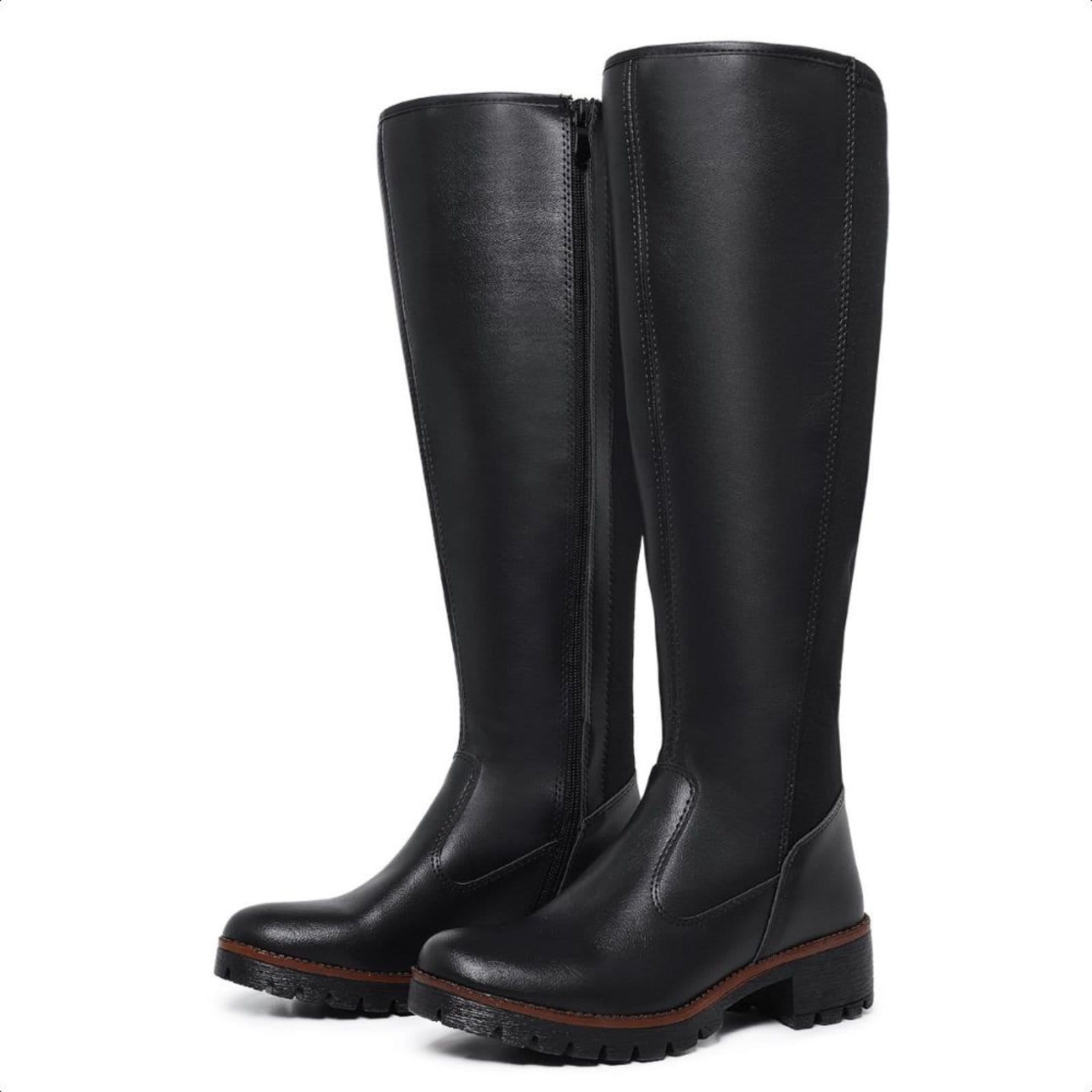 Vista principal Bota Cano Alto Longo Feminina com ELastico Panturrilha Preta Bia Ramos preto