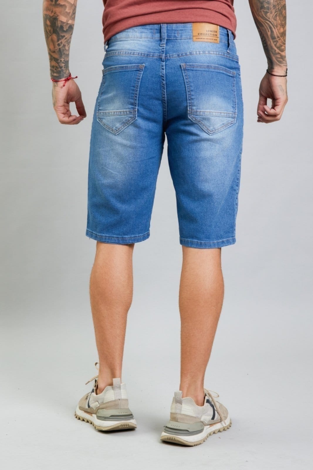 Vista 2 Bermuda Jeans Slim Fit Masculina Lemier Collection Lemier Jeans azul