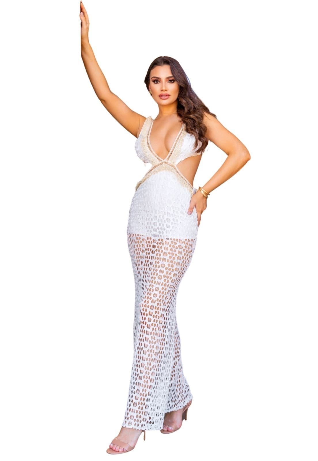 Vista 2 Vestido Longo Renda Hot Panties Jurere Cia do Vestido branco