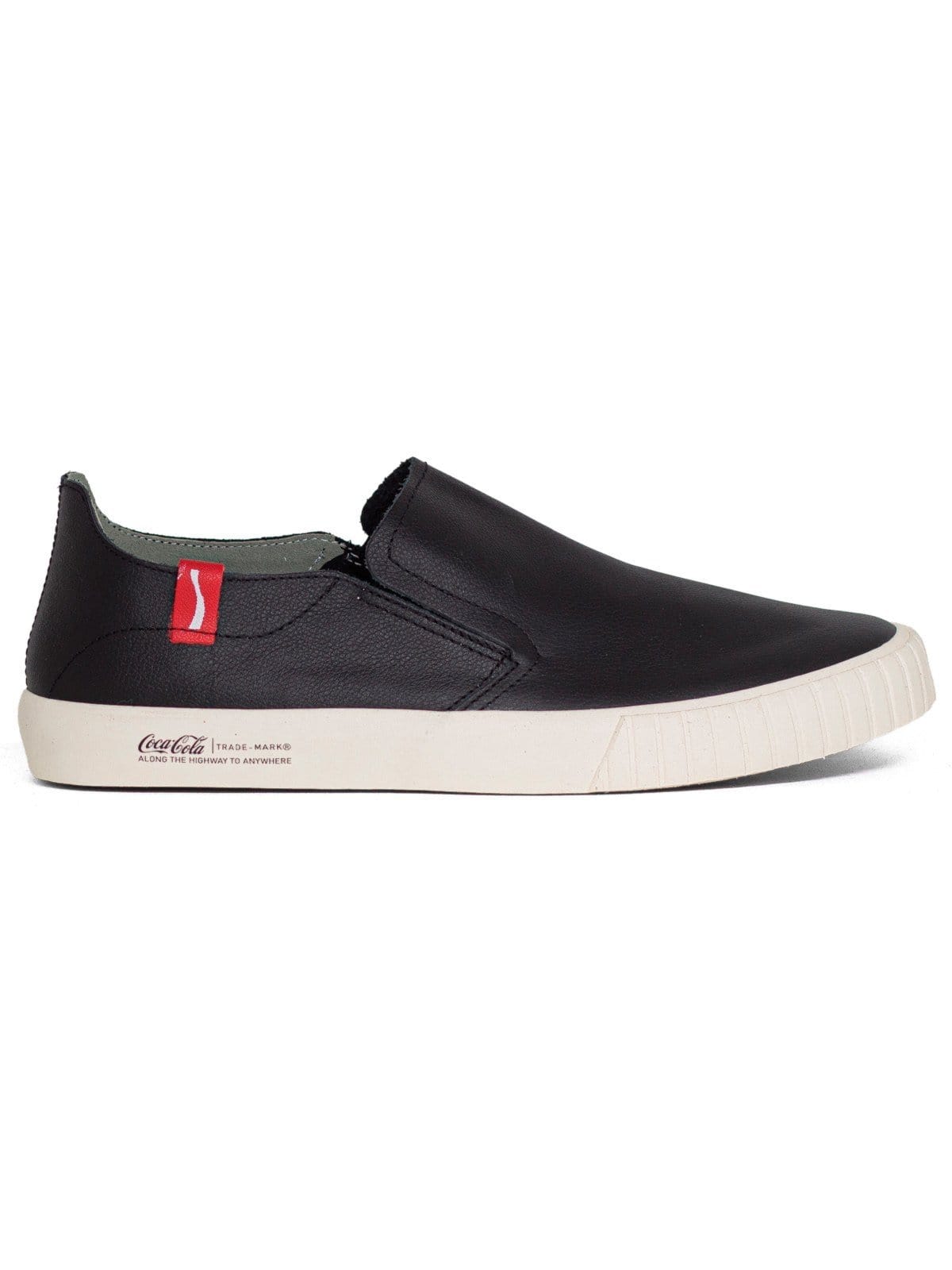 Vista principal Tênis Masculino Slip On Coca Cola Casual Philadelphia Couro Conforto Vermelho Coca-Cola preto