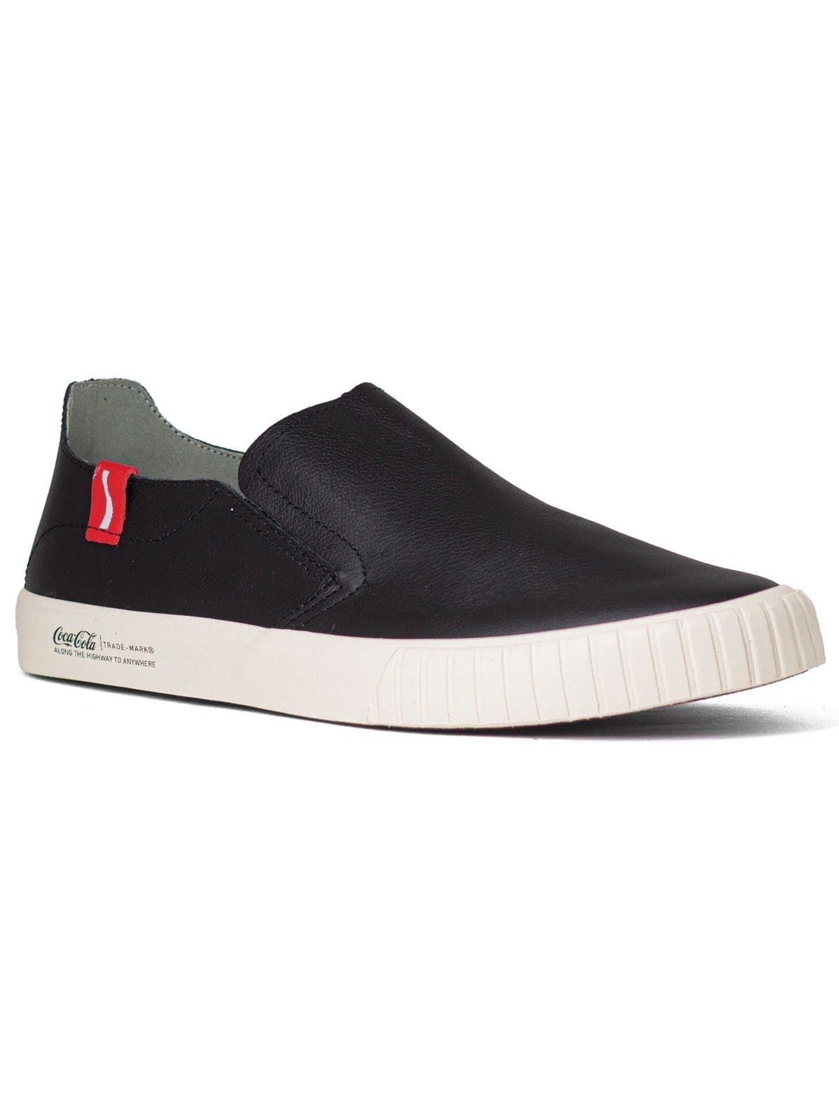 Vista 2 Tênis Masculino Slip On Coca Cola Casual Philadelphia Couro Conforto Vermelho Coca-Cola preto