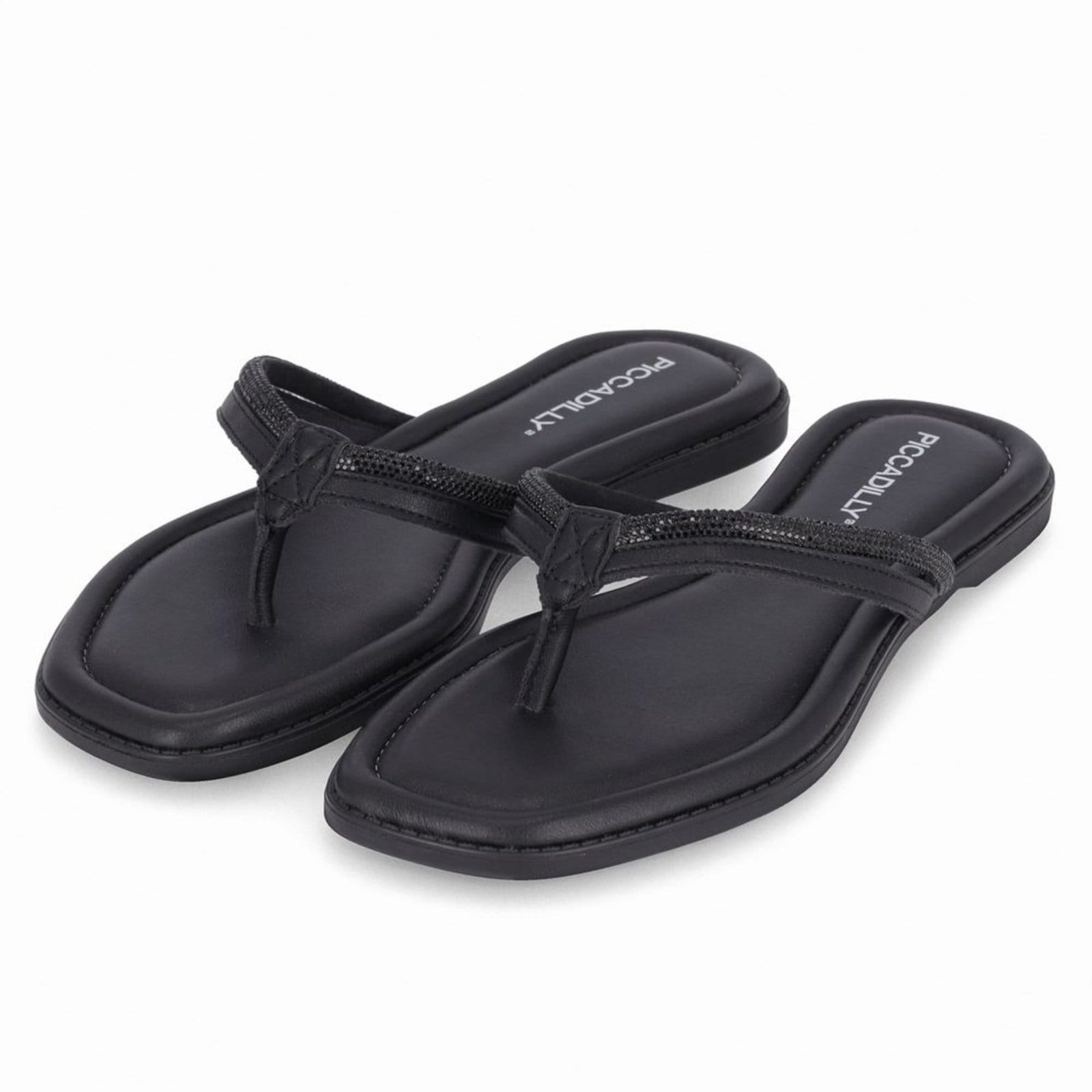 Vista 2 Chinelo Rasteirinha Gabi Piccadilly preto