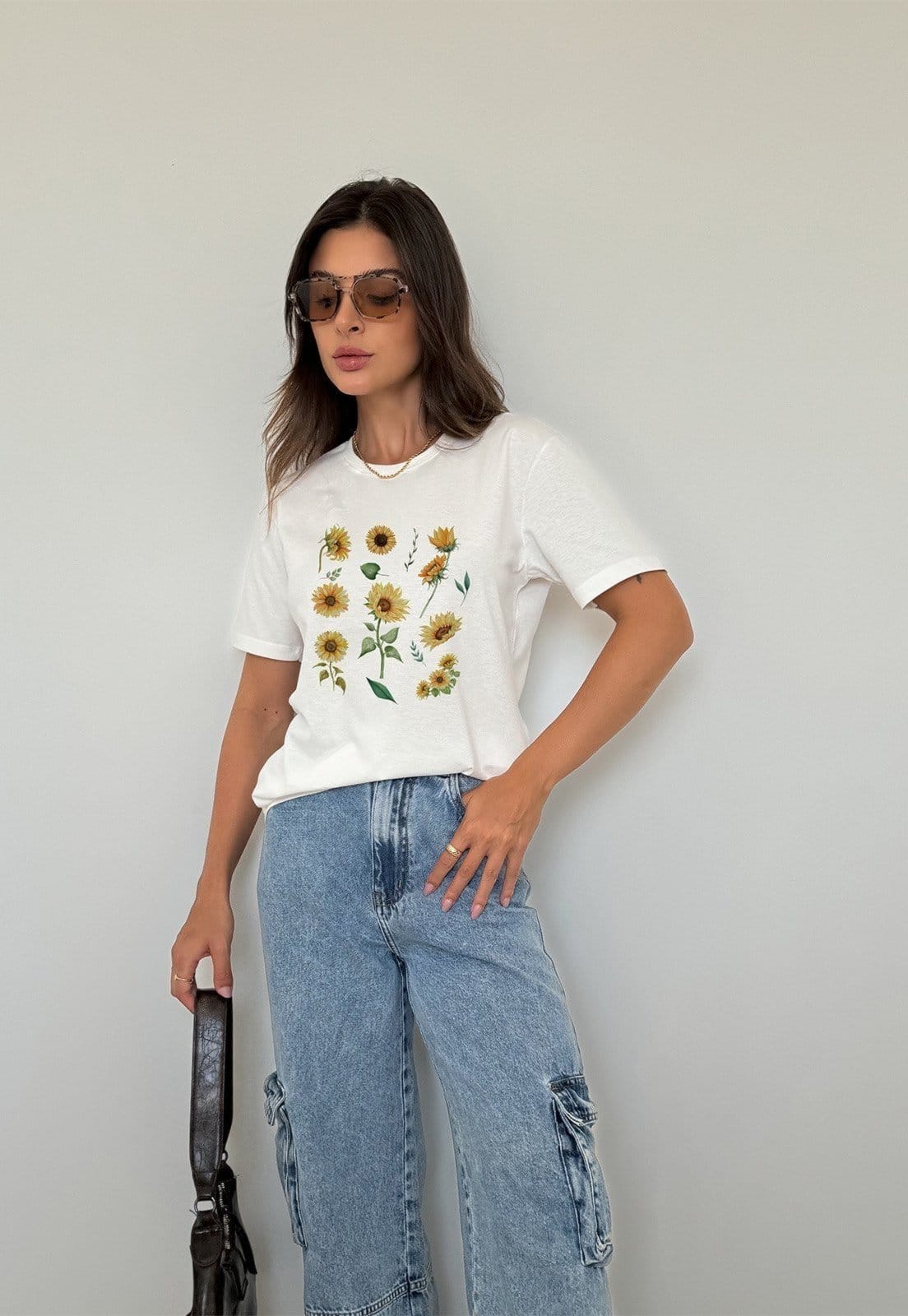 Camiseta Cianitas Off Estampa Pequenos Girassóis - 2