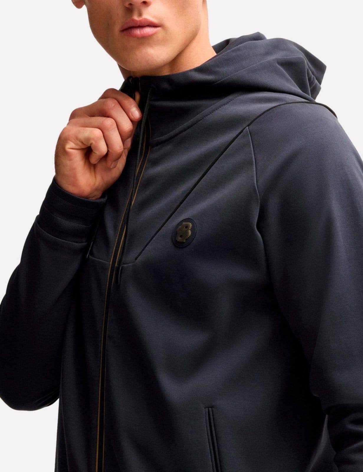 Vista 2 Jaqueta Hugo Boss Masculina Regular Moletom Saggy TL Hugo Boss azul marinho