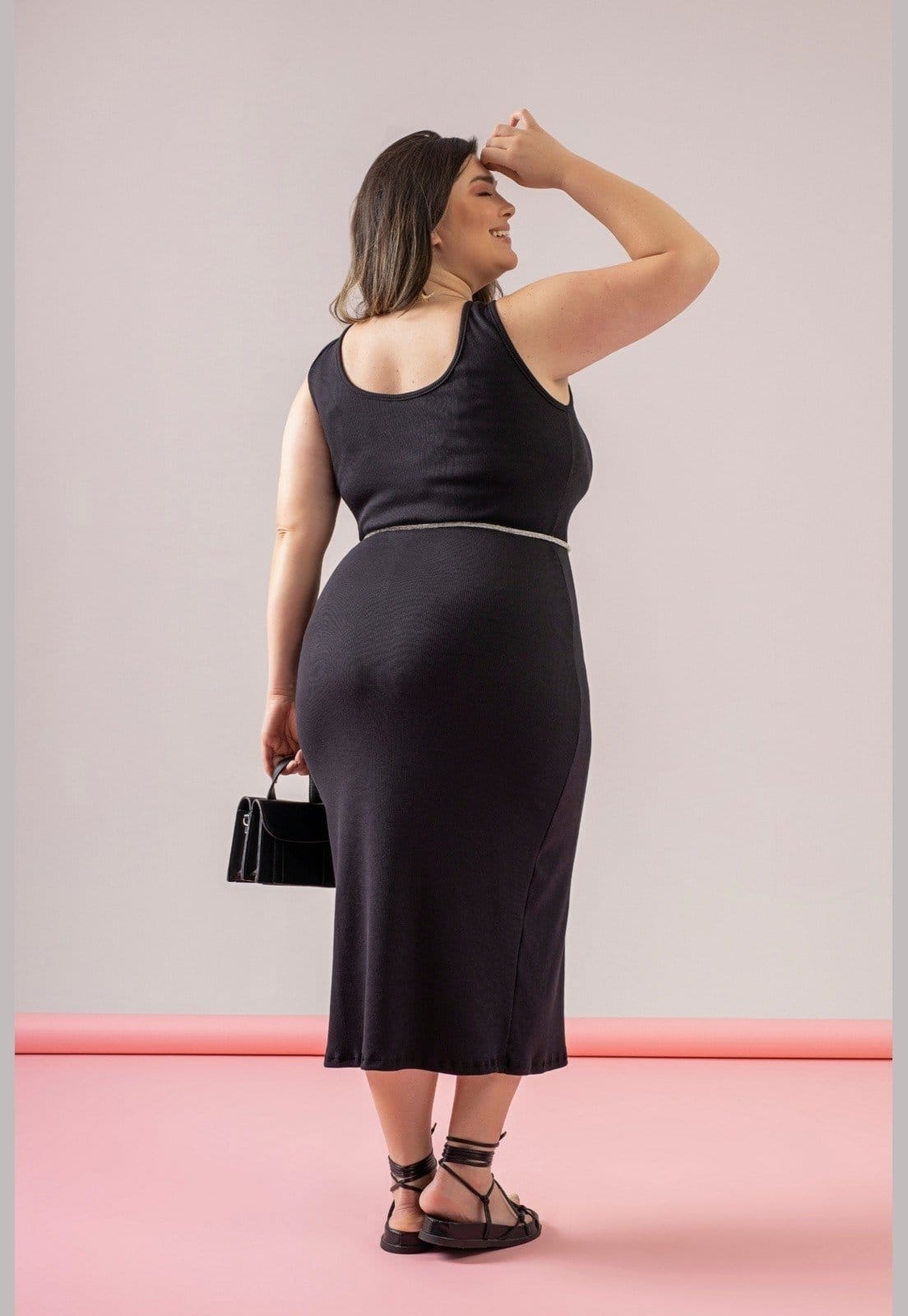 Vista 2 Vestido Regata Básico em Ribaninha Just Basic JUST BASIC preto