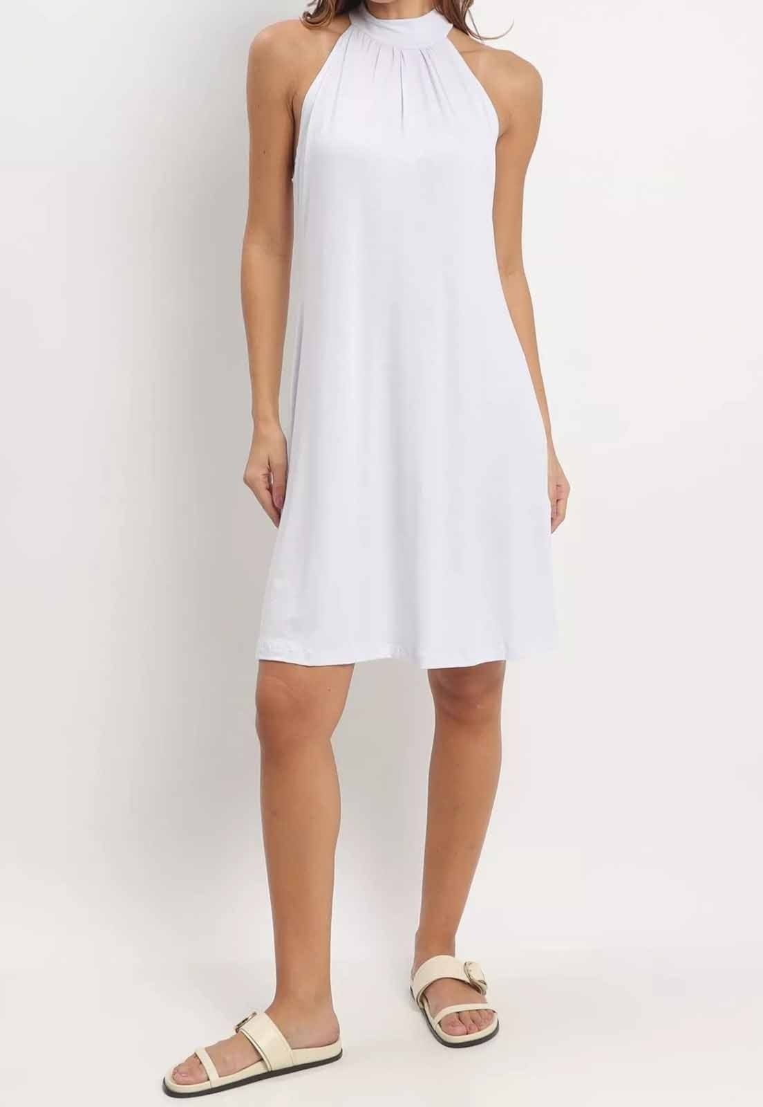 Vista principal Vestido Maria Paes Gola Alta Maria Paes branco