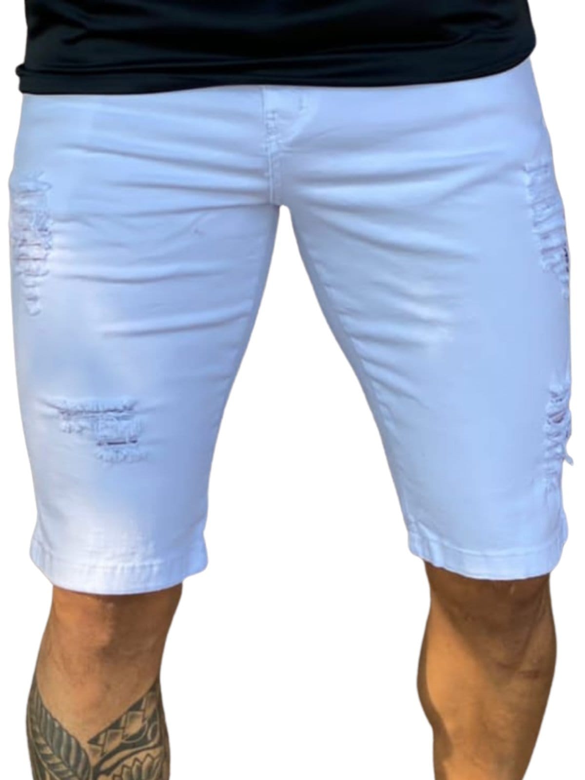 Short Bermuda Masculina Jeans Light Rasgado