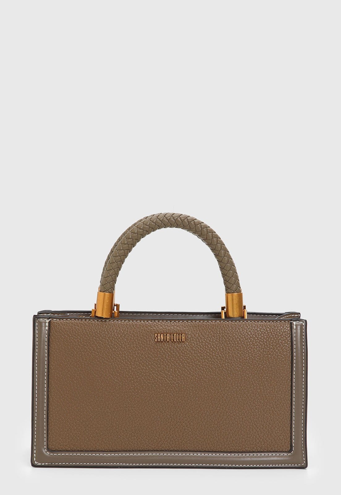 Vista principal Bolsa Feminina Santa Lolla Estruturada Trançada Santa Lolla marrom