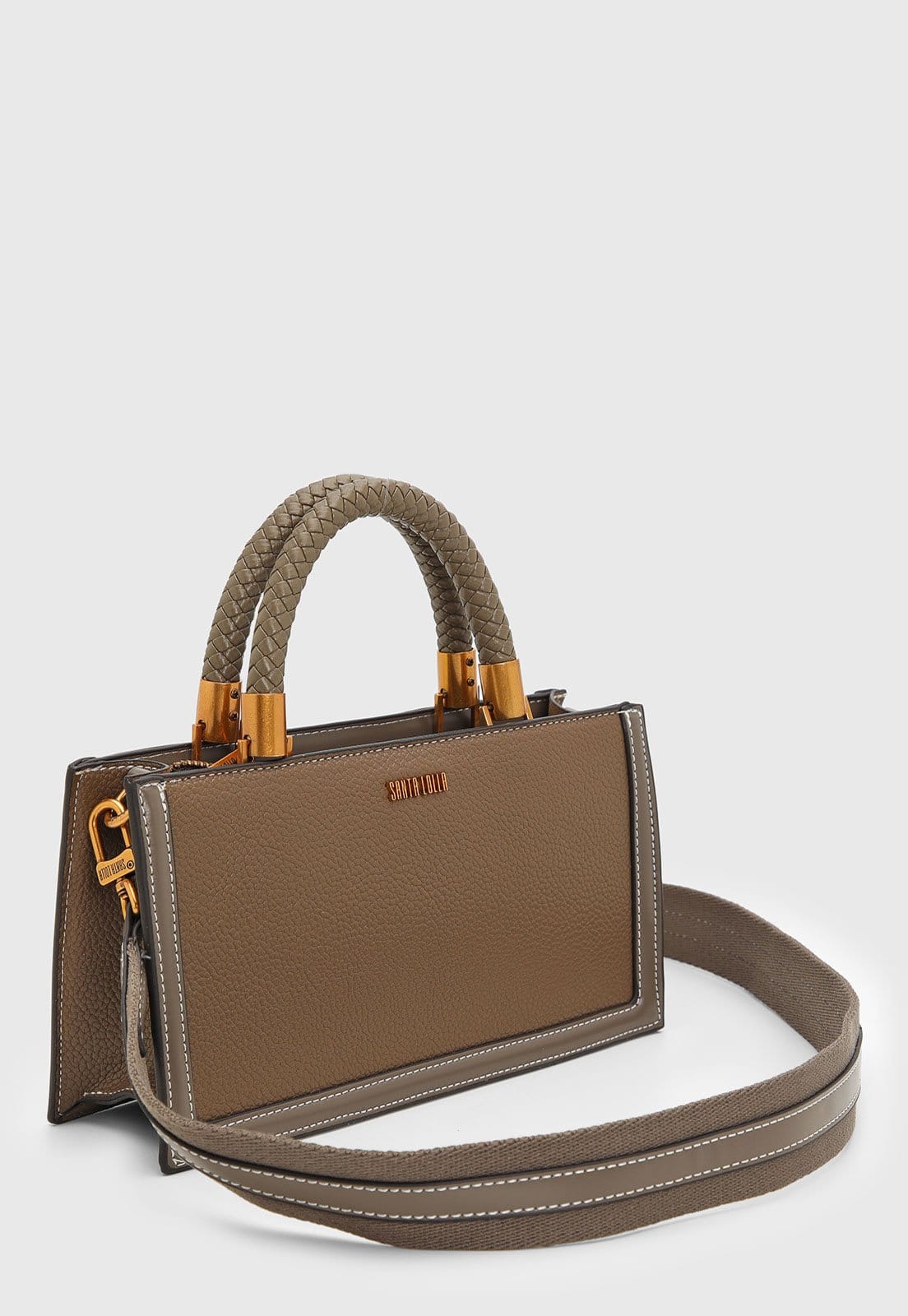 Vista 2 Bolsa Feminina Santa Lolla Estruturada Trançada Santa Lolla marrom