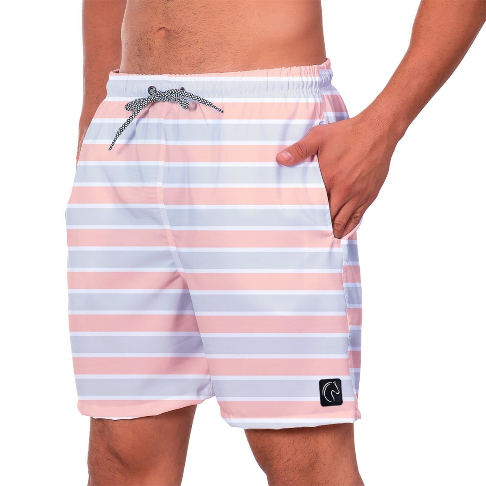 Vista principal Short Praia Premium Masculino Academia Fitness Caminhada Corrida Esporte Moda Conforto Estilo e W2 W2 STORE azul/azul marinho/branco/estampado/listra/listrado/multicolorido/off-white/rosa/rosê azul