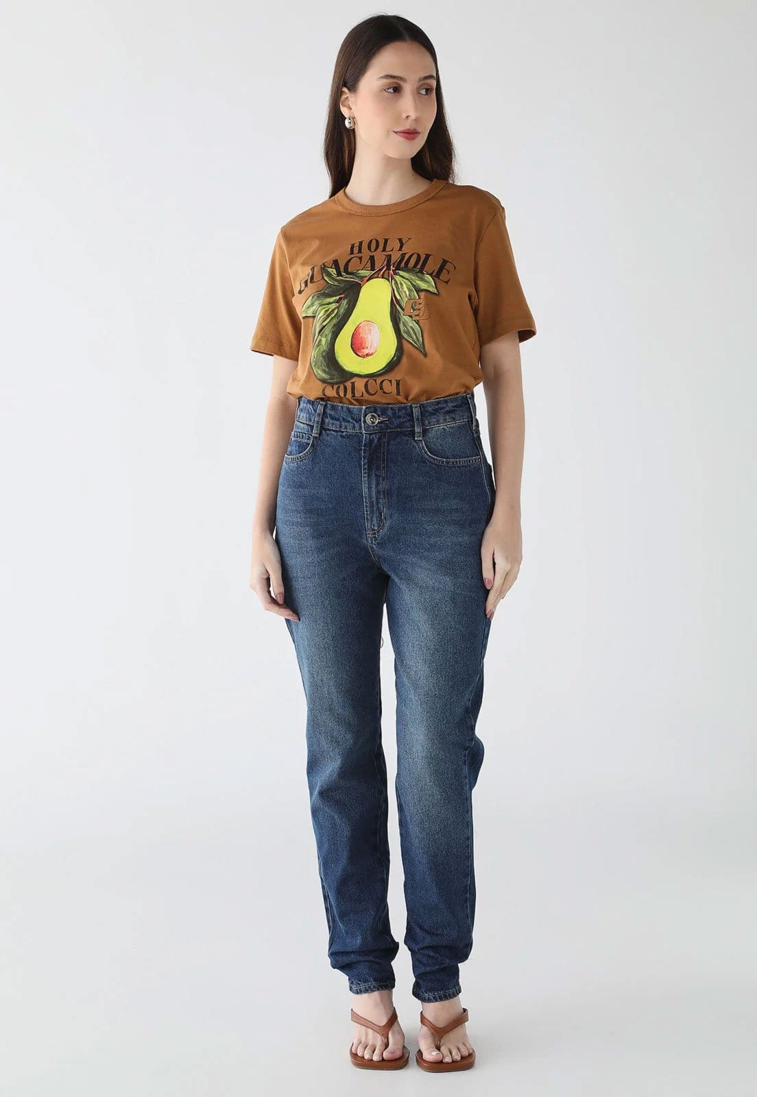 Vista 2 Calça Jeans Feminina Colcci Cintura Alta Média Colcci azul