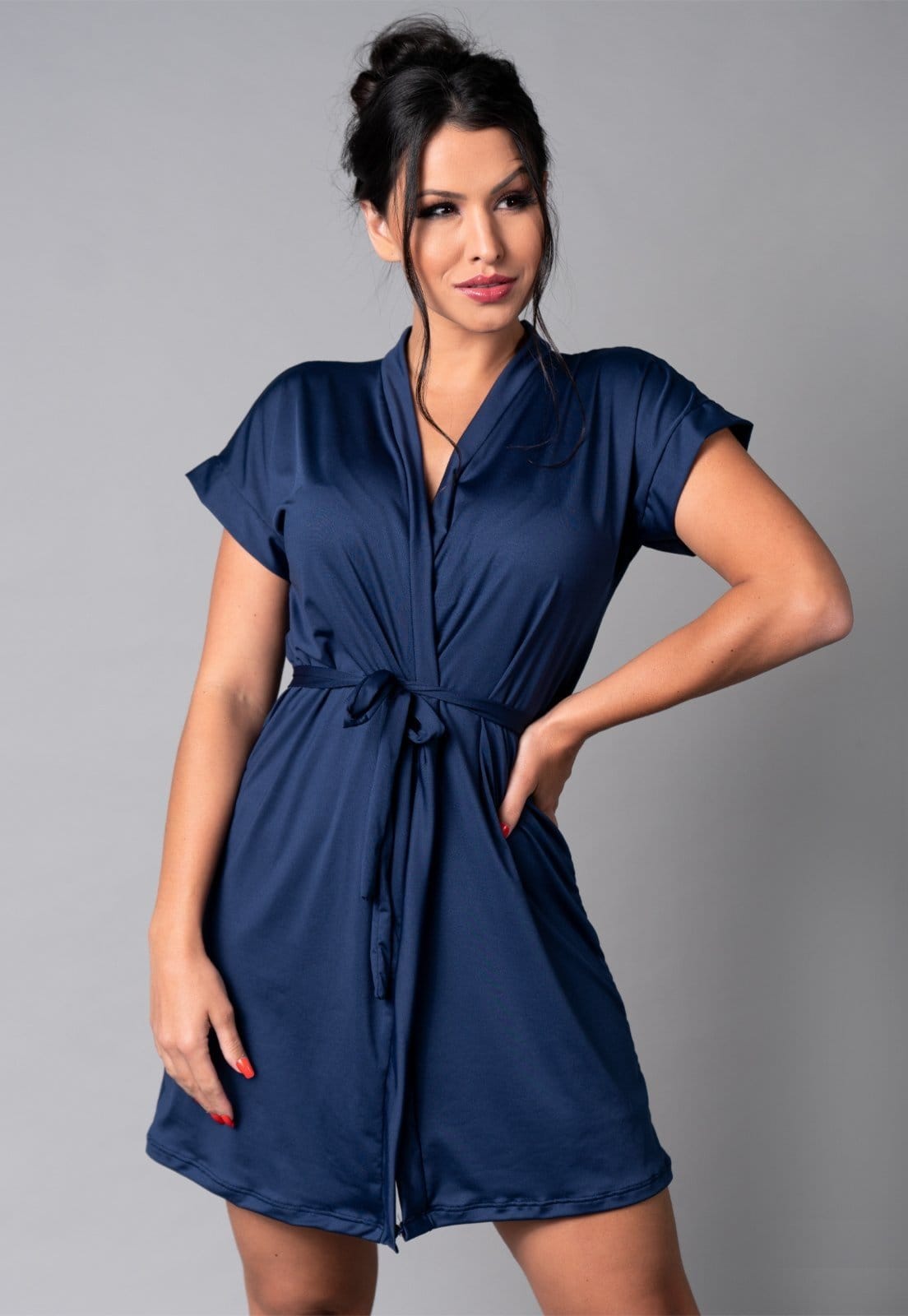 Vista principal Hobby MVB Modas Roupão Feminino Noiva Sexy Robe Romantic Mvb Modas azul