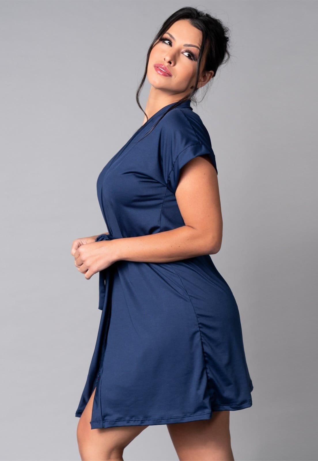 Vista 2 Hobby MVB Modas Roupão Feminino Noiva Sexy Robe Romantic Mvb Modas azul