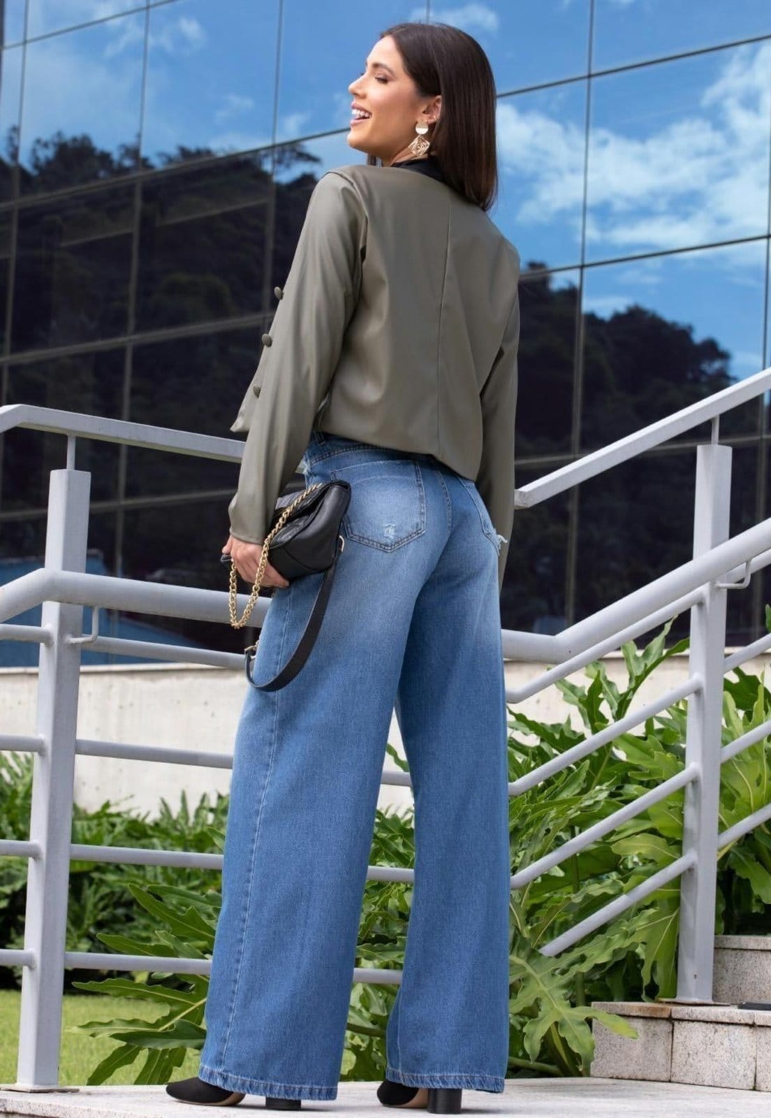 Vista 2 Jaqueta Curta Em Material Sintético Quintess verde