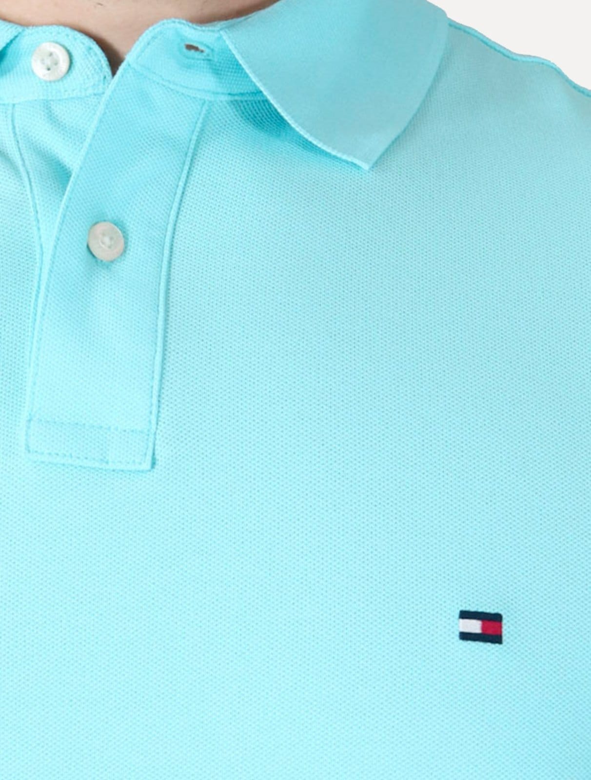 Vista 2 Polo Tommy Hilfiger Masculina Regular Piquet 1985 Dewy Claro Tommy Hilfiger azul