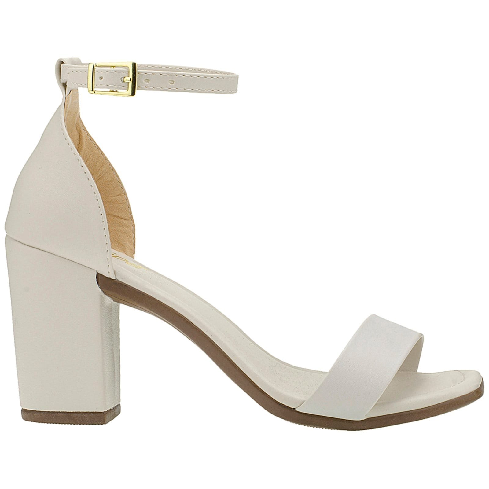 Vista 2 Sandalia Salto Bloco Quadrado Feminino Sapato Salto Alto Angipé off-white