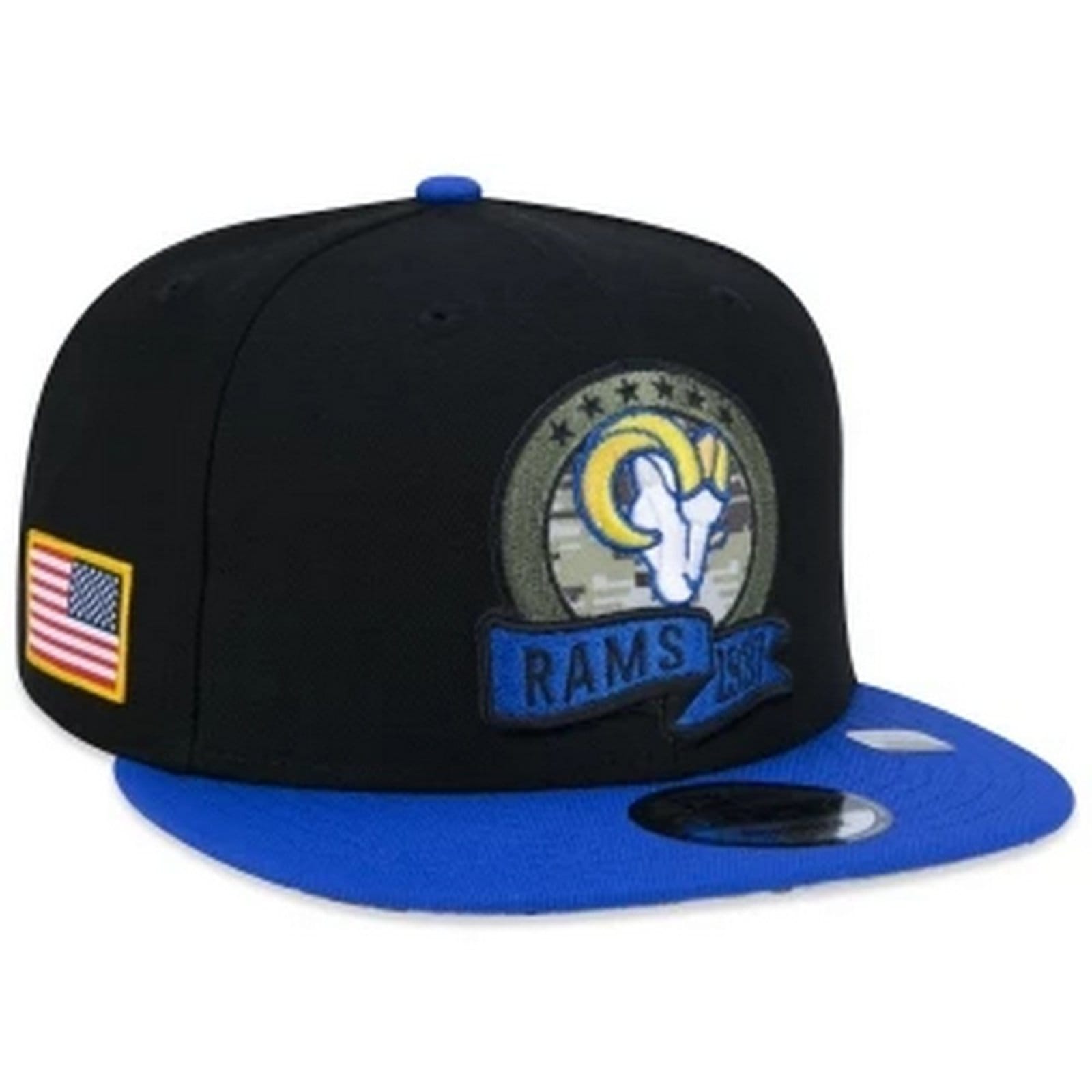 Vista principal Boné 9FIFTY Los Angeles Rams Salute To Service 2022 Aba Reta new era preto