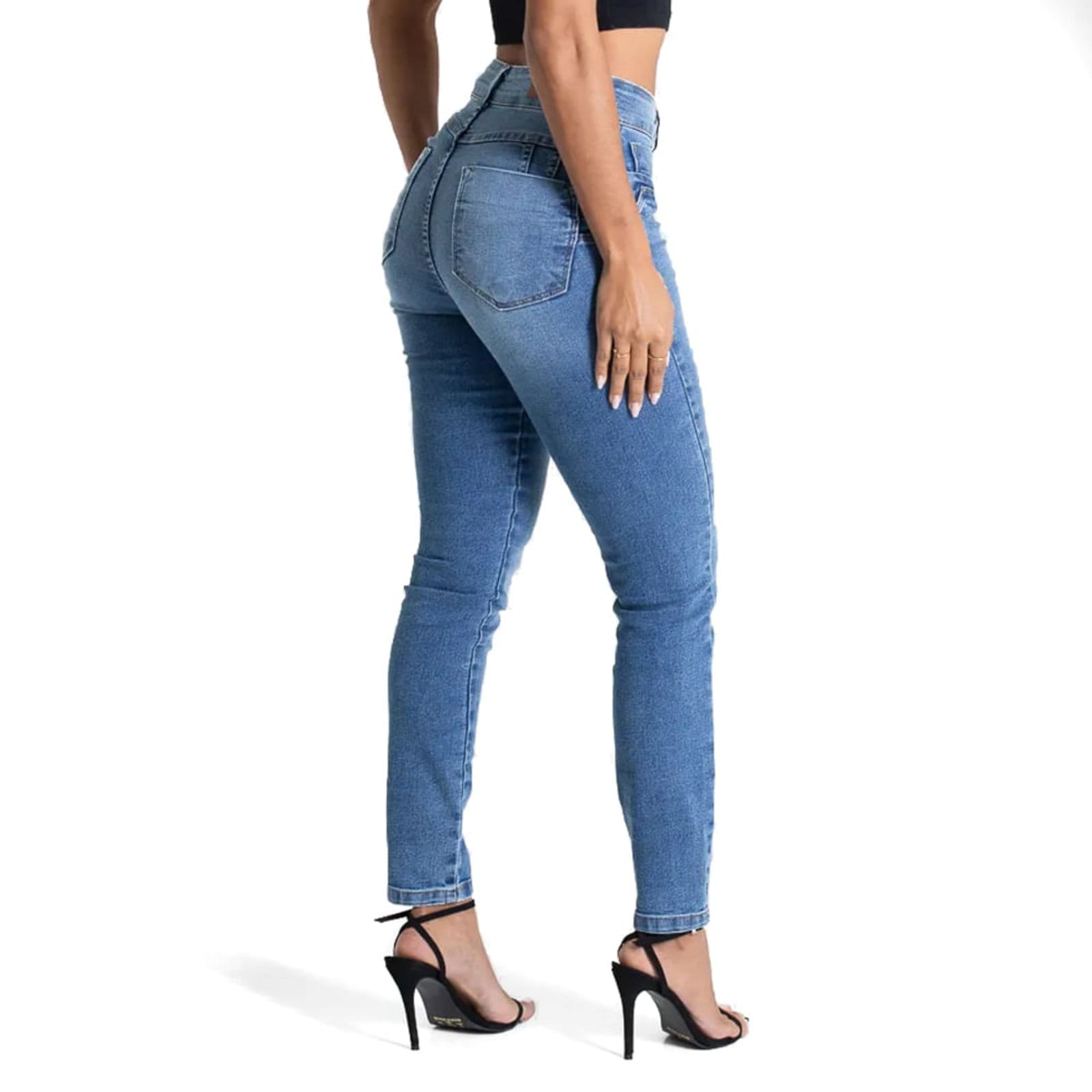 Vista 2 Calça Jeans Feminina Sawary Push Up Escuro Sawary azul