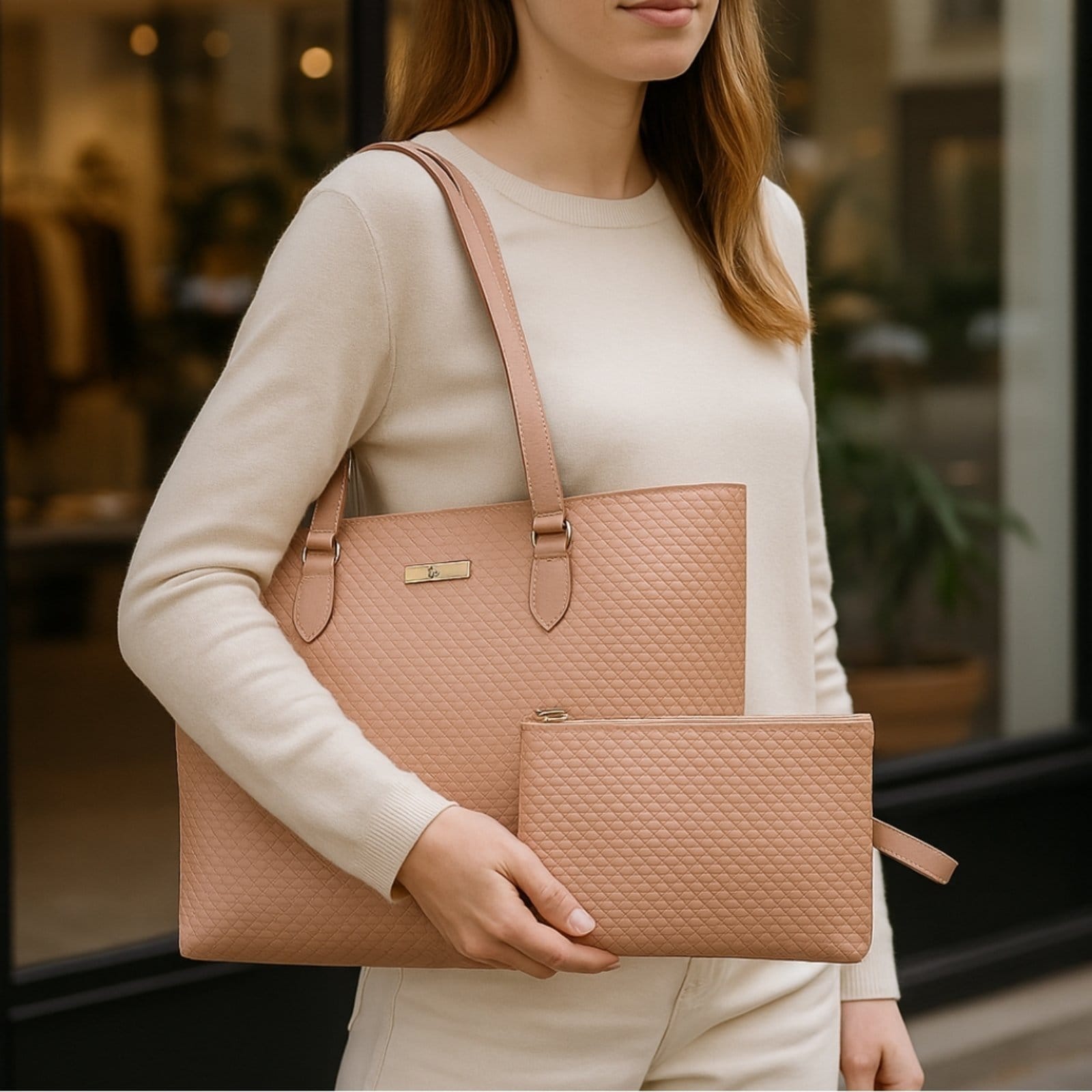 Bolsa Shopping Com Alça De Ombro Reforçada Amplo Espaço Interno Nécessaire