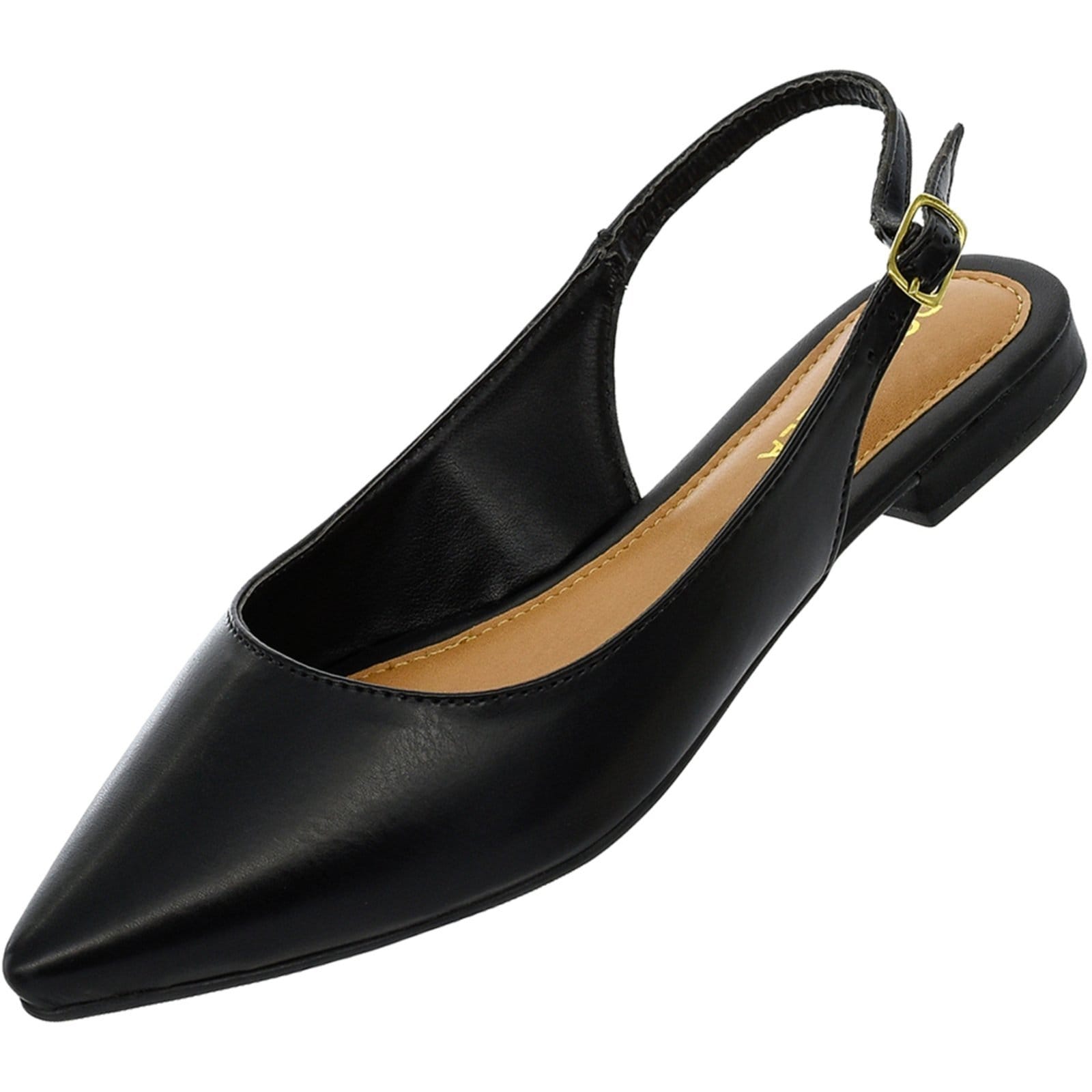 Vista 2 Sapatilha Feminina Bico Fino Mule Slingback CM Calçados Clássica Lisa Monte Shoes preto