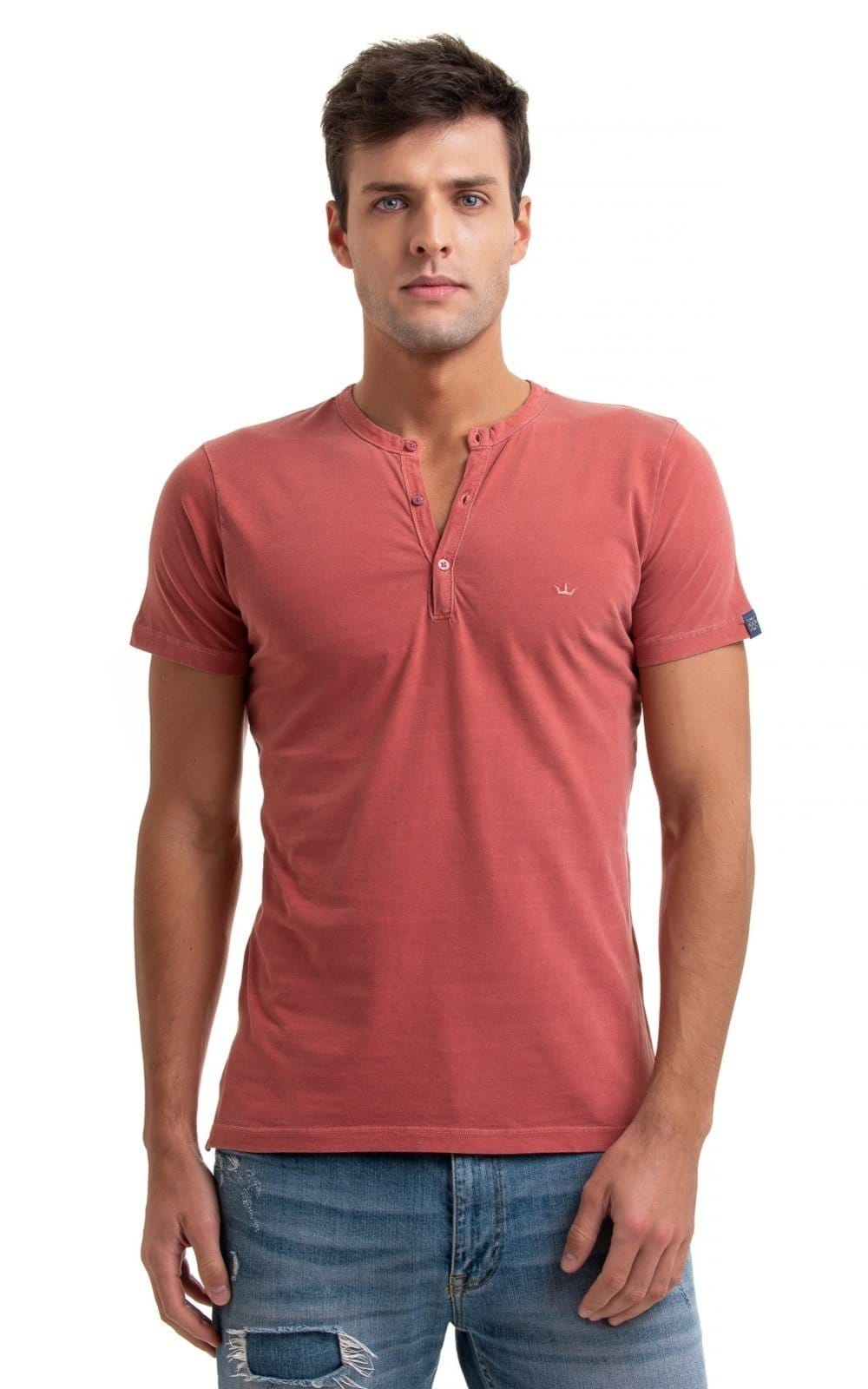 Camiseta Henley Aburguesia Slim Fit Salmão