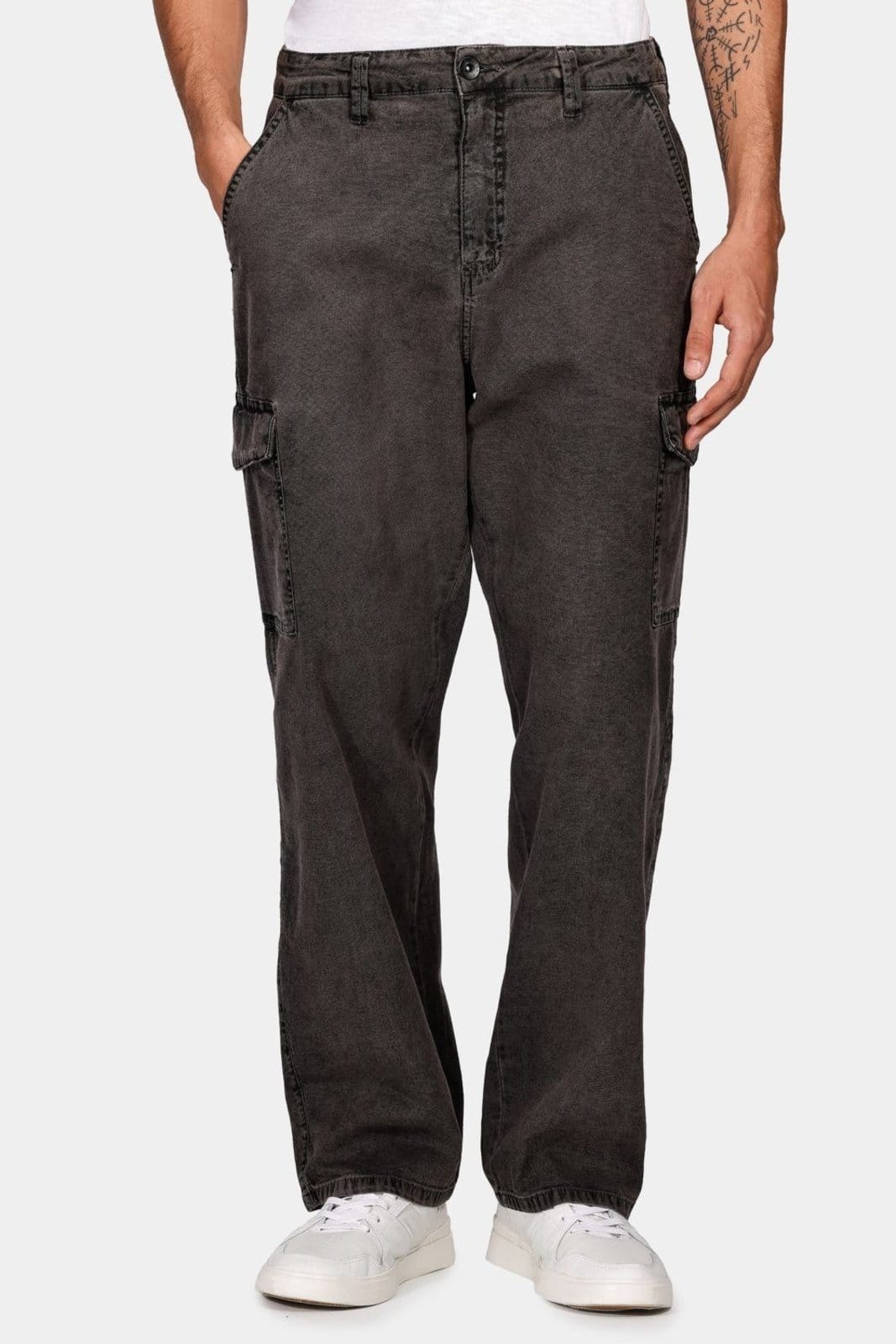 Calça Aramis Ampla Cargo Canvas Off Bl