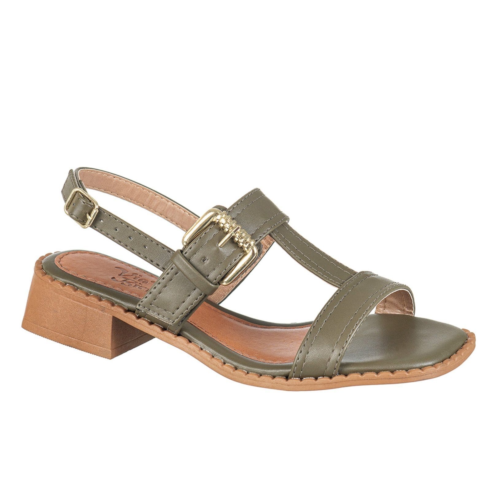 Sandália Feminina Via Birigui Salto Baixo com Fivela Lateral