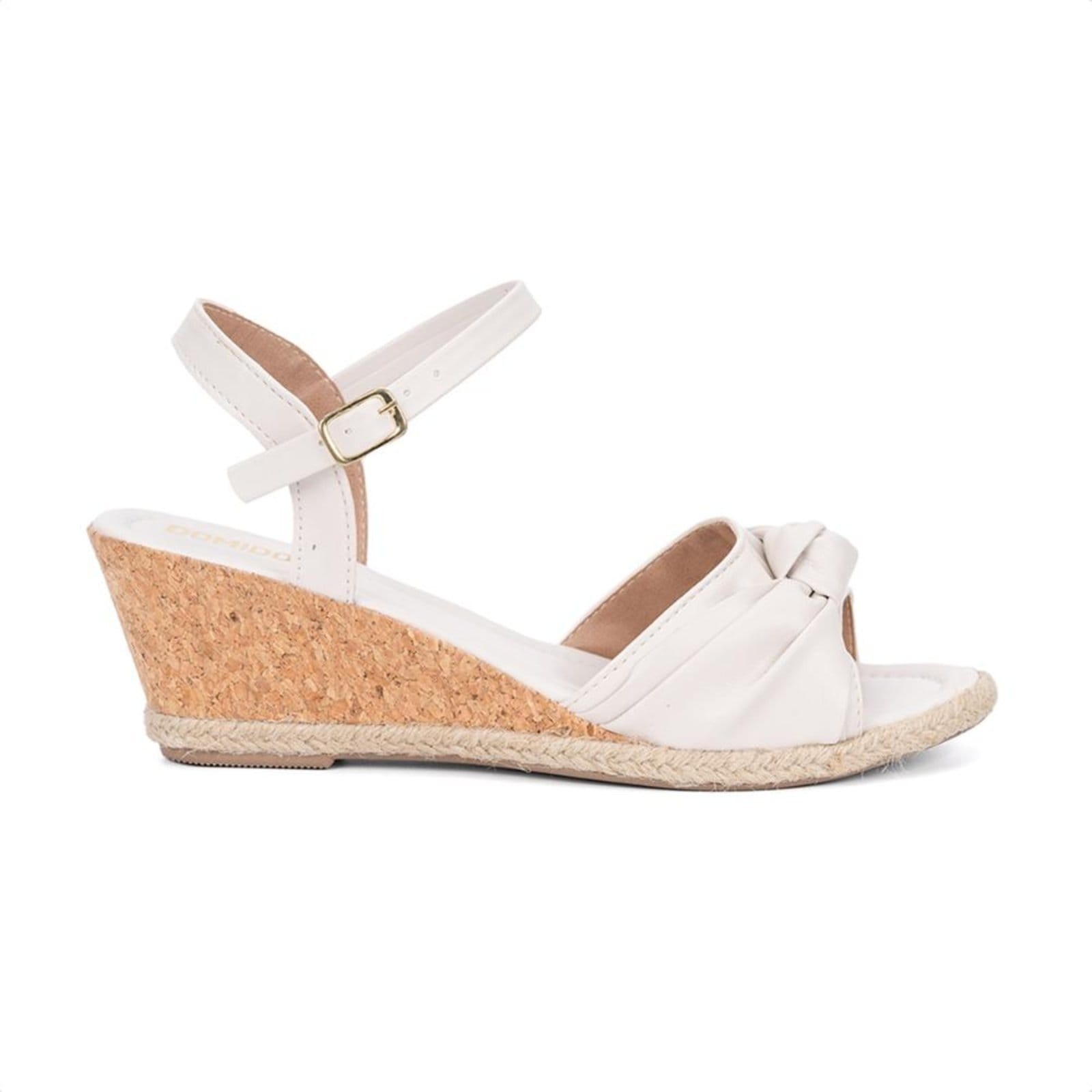 Vista 2 Sandália Feminina Off-White Estilo Anabela Tira De Laço Domidona off-white white