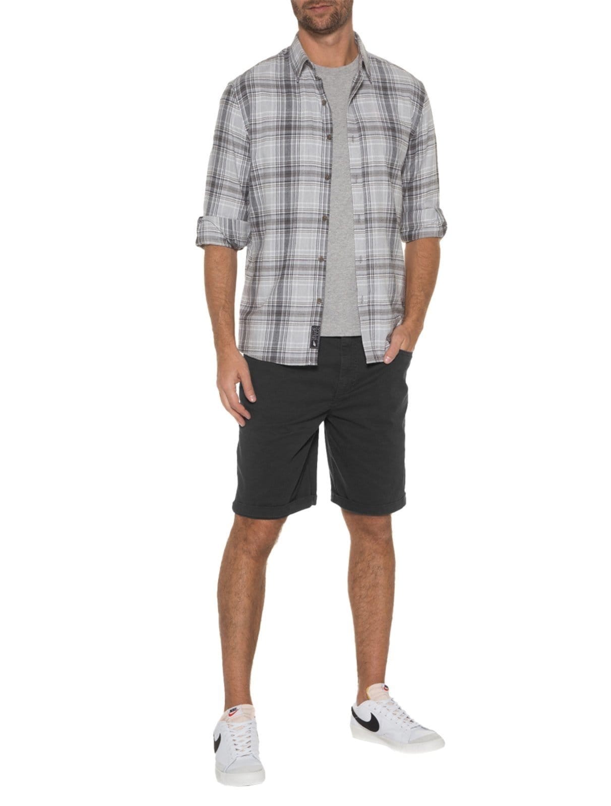 Vista 2 Bermuda Ellus Sarja Masculina Color Canvas Rock 5 Pockets Preta Ellus preto