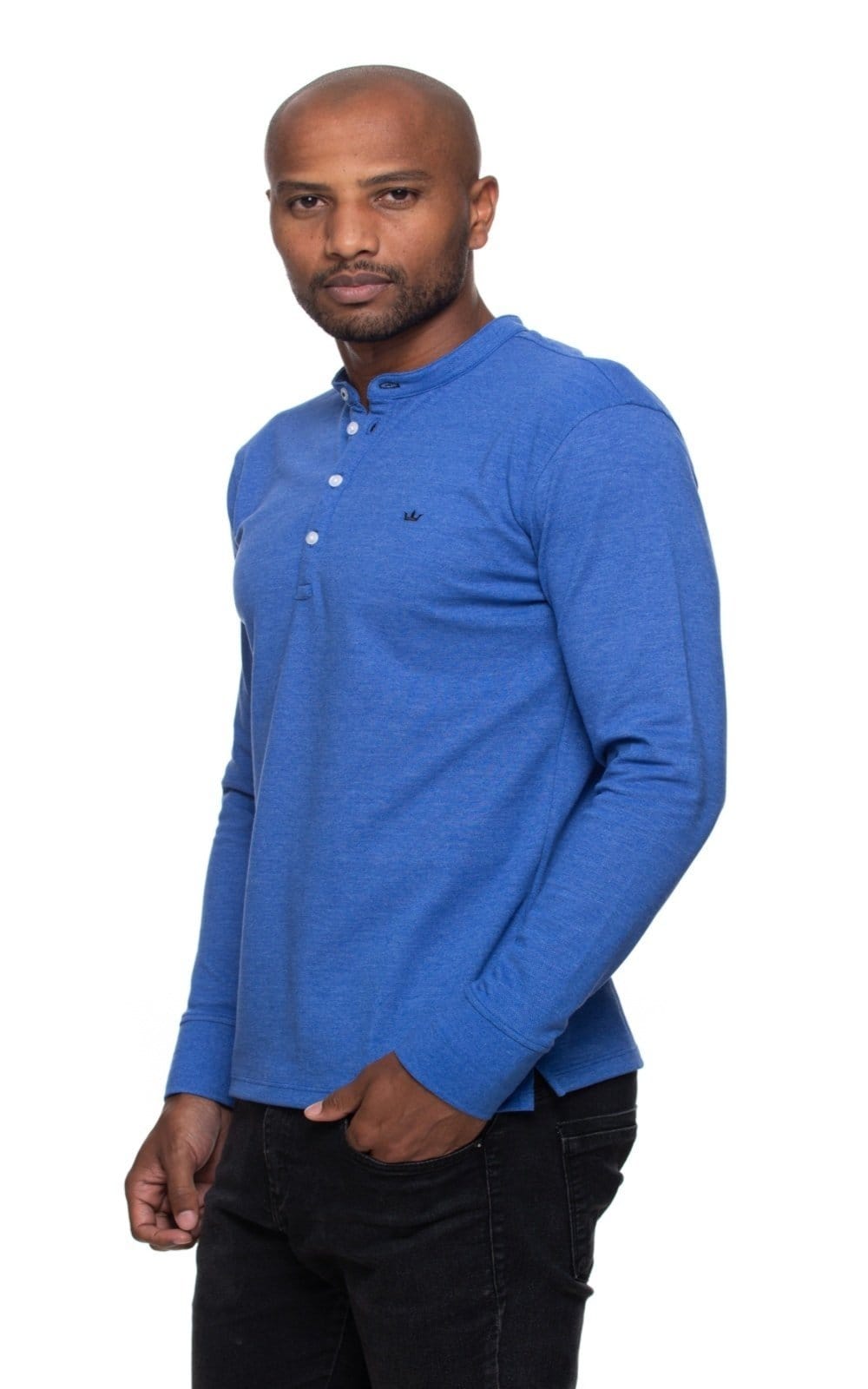 Vista 2 Camisa Gola Padre Rugby Aburguesia Slim fit royal Mesclado Alfaiataria Burguesia azul