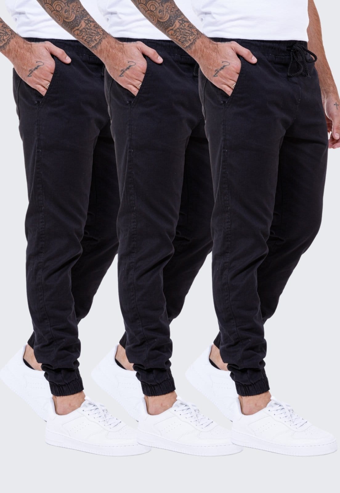 Vista principal Kit 3 Calça Jogger Sarja Masculina Daze Modas Daze Modas preto